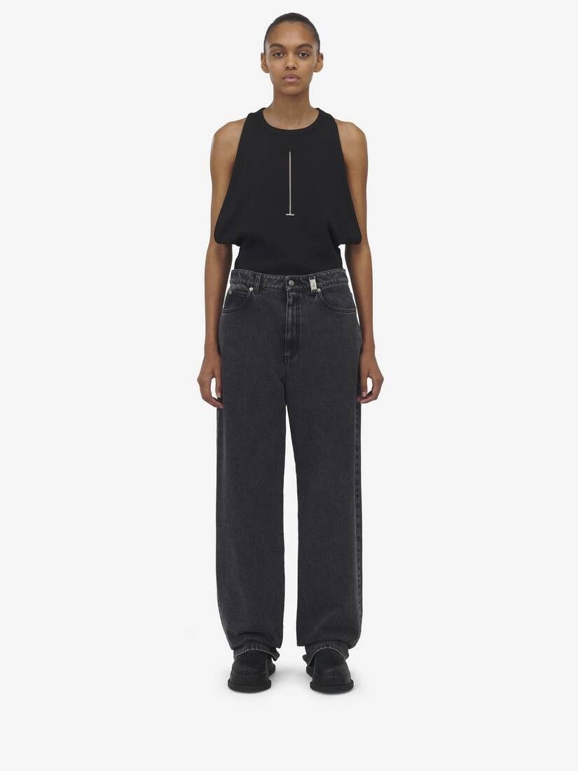 Alexander McQueen o1srvl11e0326 Wide Leg Jeans in Black Size 27" / US 4 / IT 40 - 2 Thumbnail