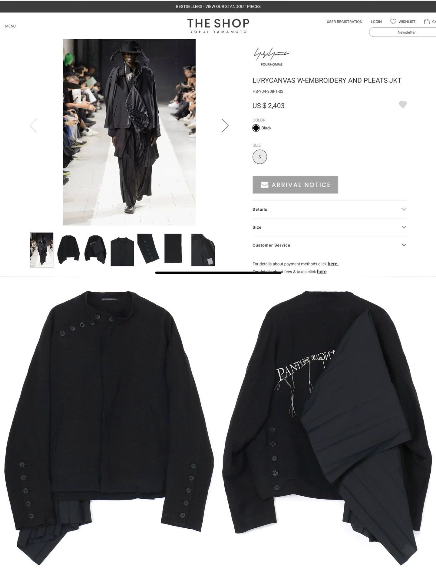 Yohji Yamamoto Yohji Yamamoto 24SS Pleated Embroidered Detachable Jacket 3 Size US L / EU 52-54 / 3 - 2 Thumbnail