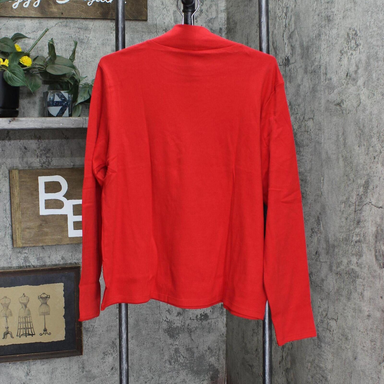 Croft & Barrow NWT Croft & Barrow Long-Sleeve Mockneck Top Cherry Red XL Size XL / US 12-14 / IT 48-50 - 2 Thumbnail