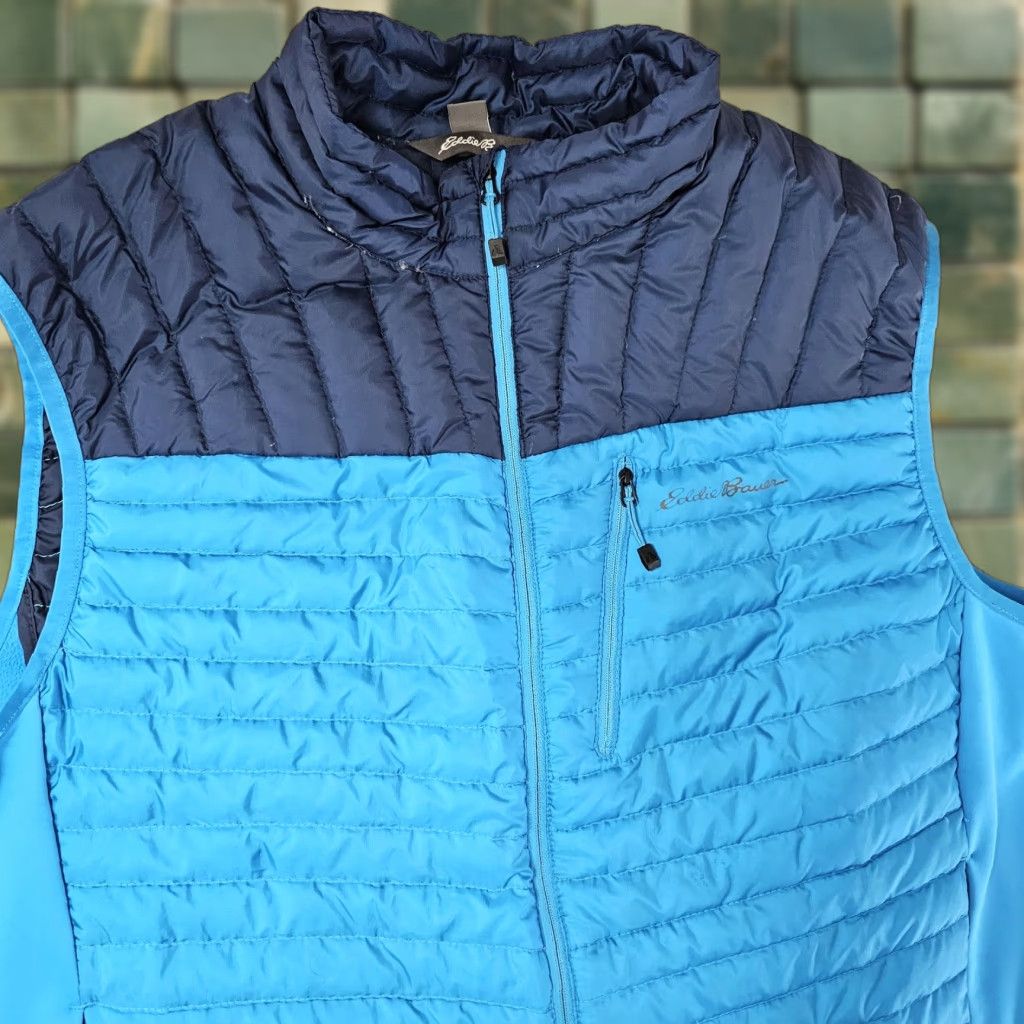 Eddie Bauer VEST Eddie Bauer Mens XL Blue StormDown 800 Hybrid Down Puffer Zip Quilted Lightweight Insulated Pockets Zip Front Casual Travel Size US XL / EU 56 / 4 - 1 Thumbnail