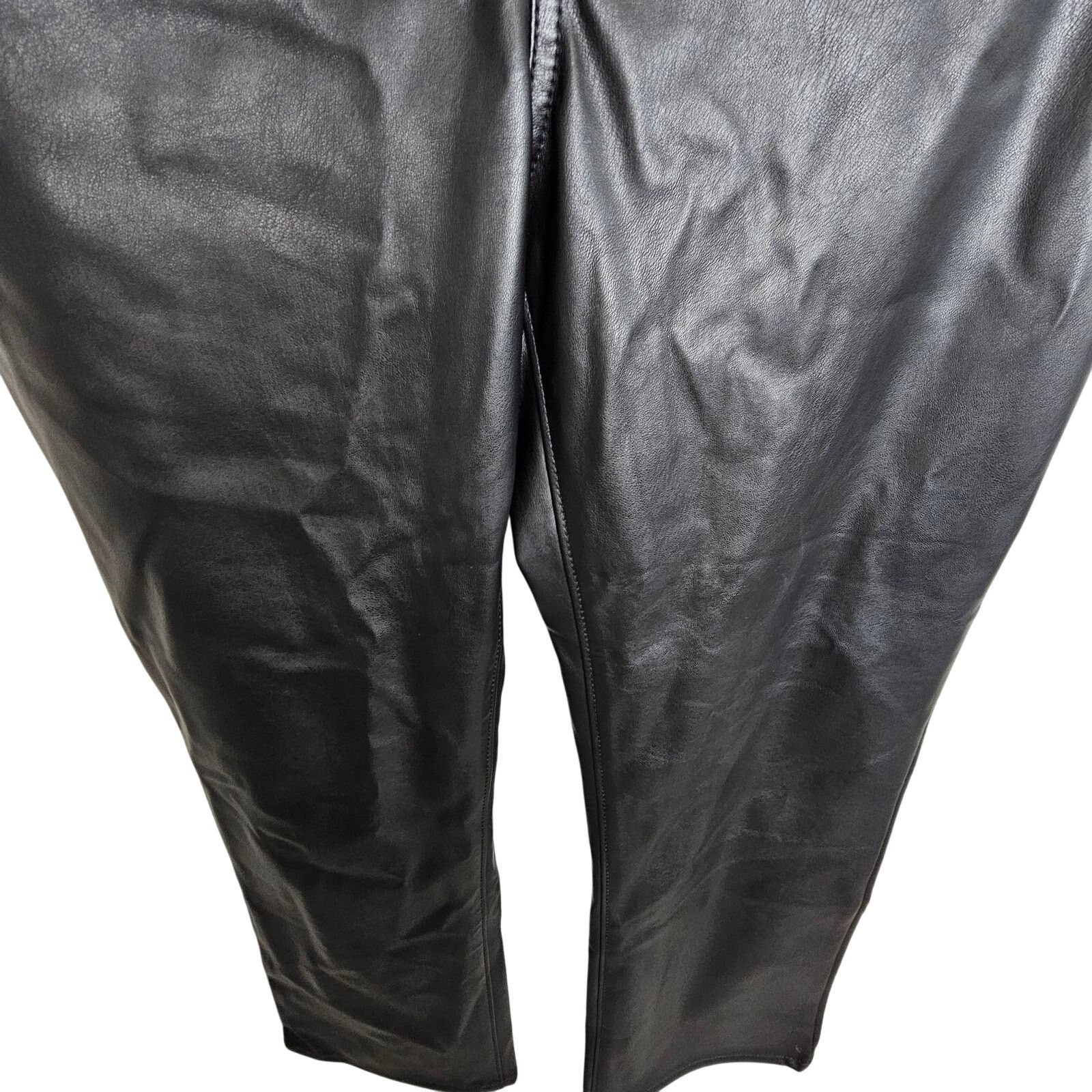 Ann Taylor Ann Taylor Womens Black Faux Leather High Waist Pants Sz 10 Size 32" / US 10 / IT 46 - 3 Thumbnail