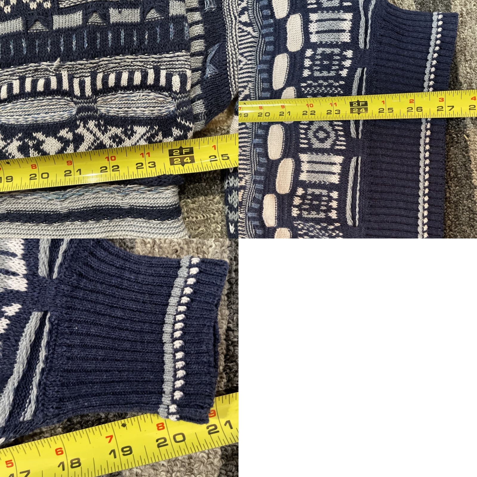 Vintage VINTAGE Florence Tricot Sweater Shirt Mens 2XL Blue White Gray Striped Collared 3D Textured Pullover Knit 90s Hip Hop Size US XXL / EU 58 / 5 - 9 Thumbnail