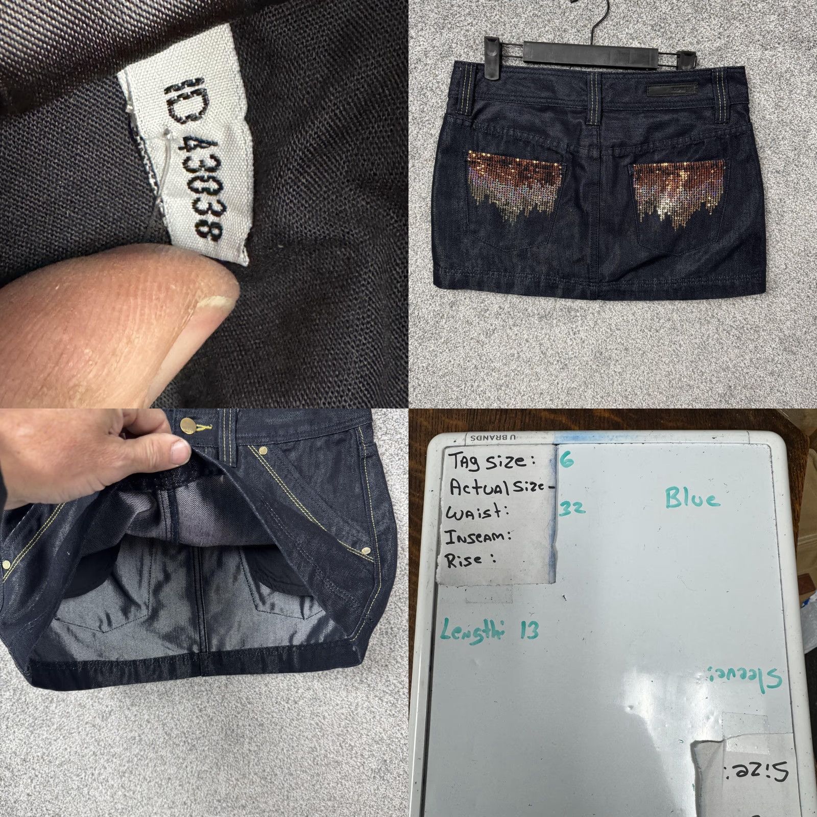 Express Express Jeans Skirt 6 Blue Denim Mini Pockets Sequin Party Casual Women Size 28" / US 6 / IT 42 - 9 Thumbnail