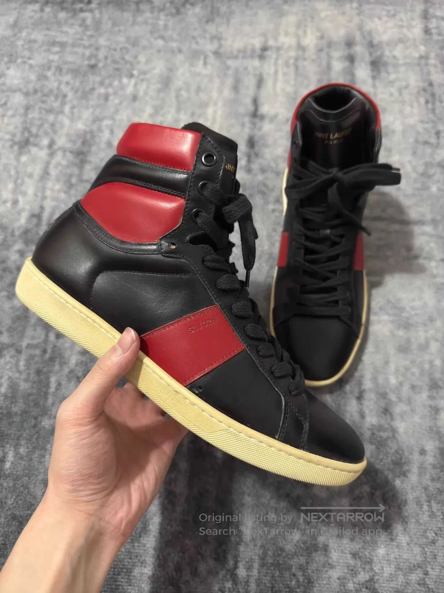 Saint Laurent Paris Black High-Top Leather Sneakers. Size US 7 / EU 40 - 2 Thumbnail