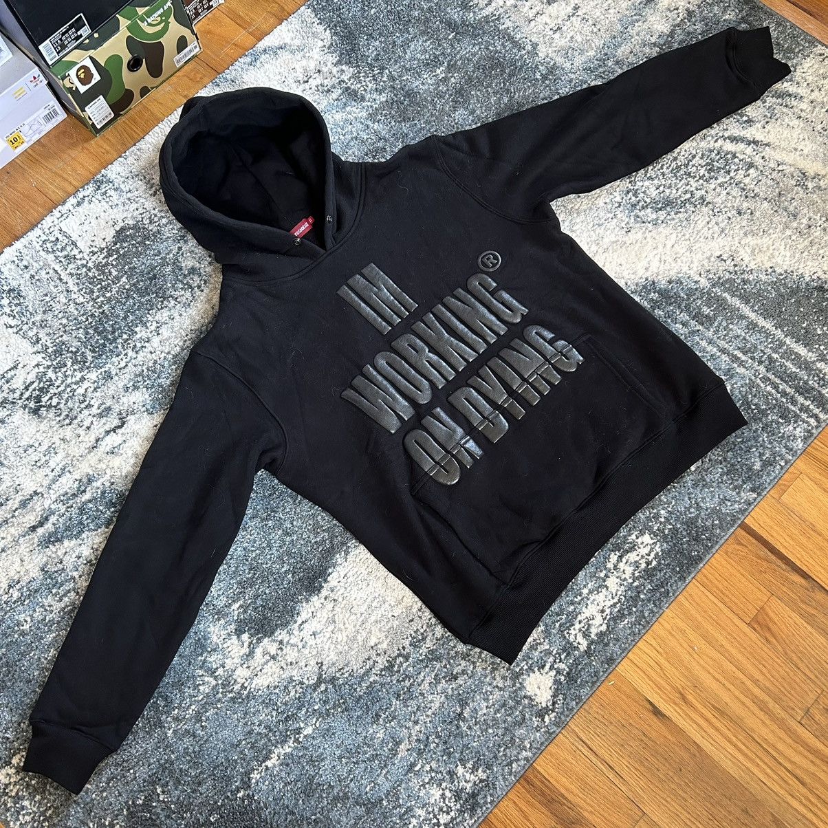 Reckless Scholars WORKiNG ON DYiNG COZY HEAVYWEiGHT FLEECE PUFF PRiNT HOODiE Size US XL / EU 56 / 4 - 7 Thumbnail