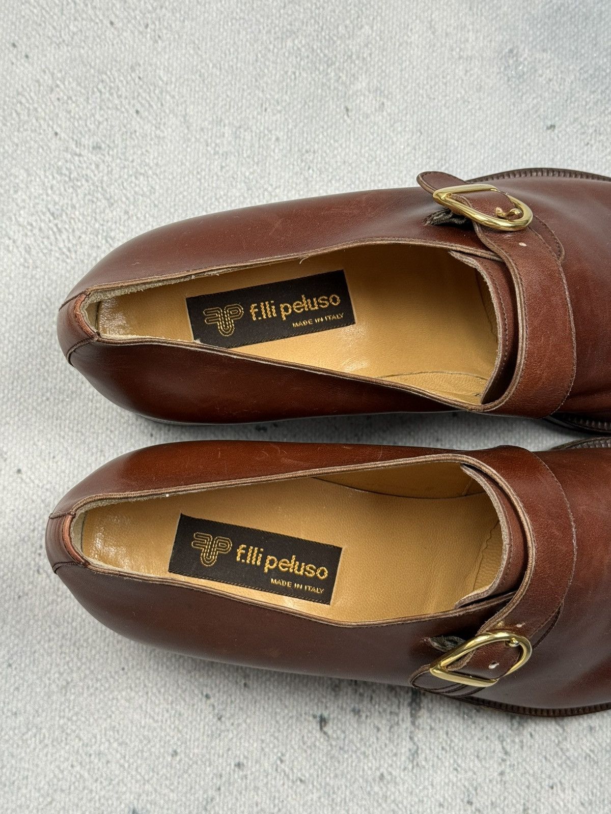 Genuine Leather Vintage Peluso Brown Leather Single Monk Strap Dress Shoes Size US 11 / EU 44 - 9 Thumbnail