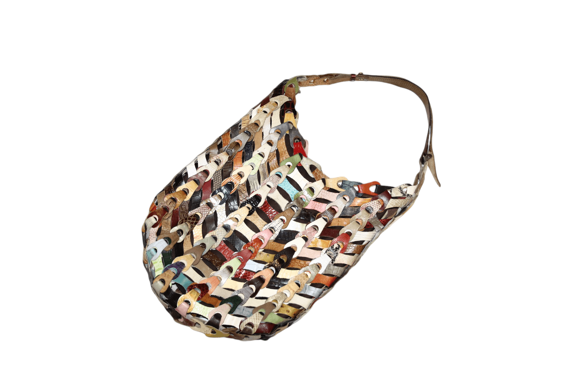 Japanese Brand Octopus of Denmark Coloured Leather Braided Patchwork Bag Size ONE SIZE - 6 Thumbnail