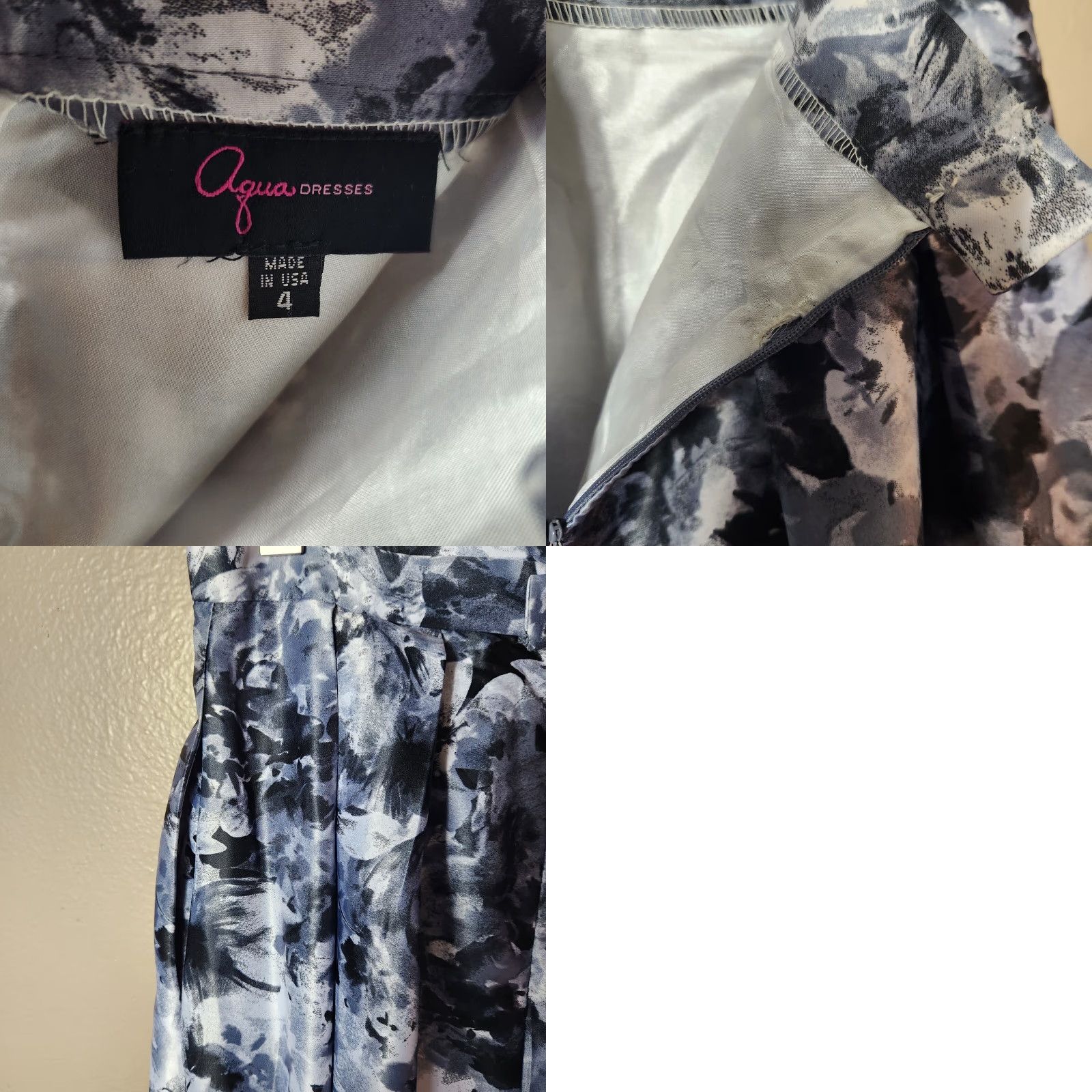 Vintage Aqua Dresses Womens Black/Gray Floral Satin Maxi Tulle Skirt Size 4 Size S / US 4 / IT 40 - 8 Thumbnail