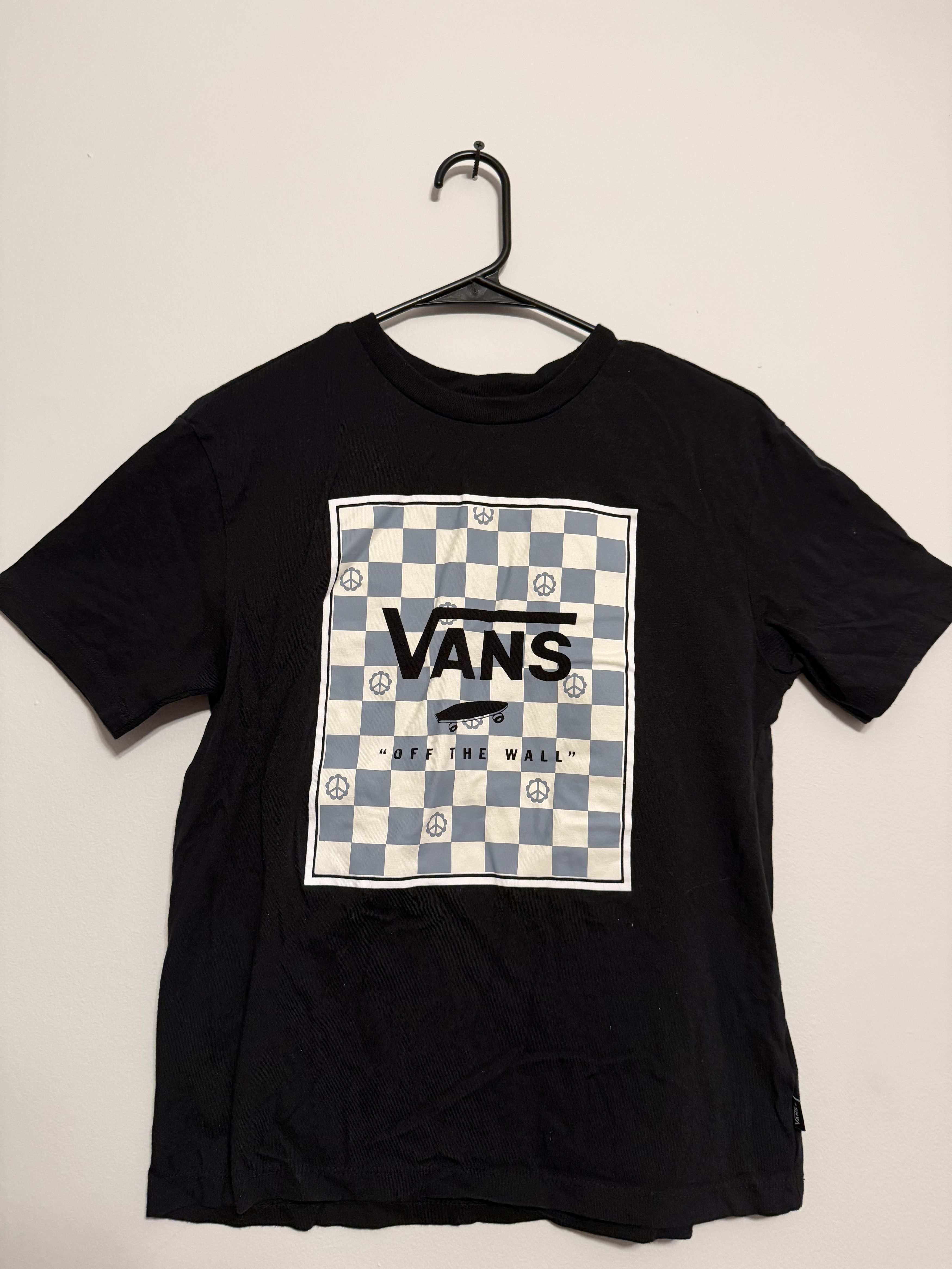 Vans Vans “Off the Wall” Peace Checkerboard Graphic Tee – Black Size US S / EU 44-46 / 1 - 2 Thumbnail