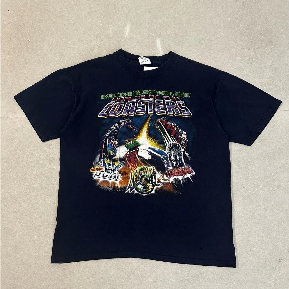Vintage 90s Vintage Worlds of Fun Navy T Shirt Size XL Size US XL / EU 56 / 4 - 1 Thumbnail