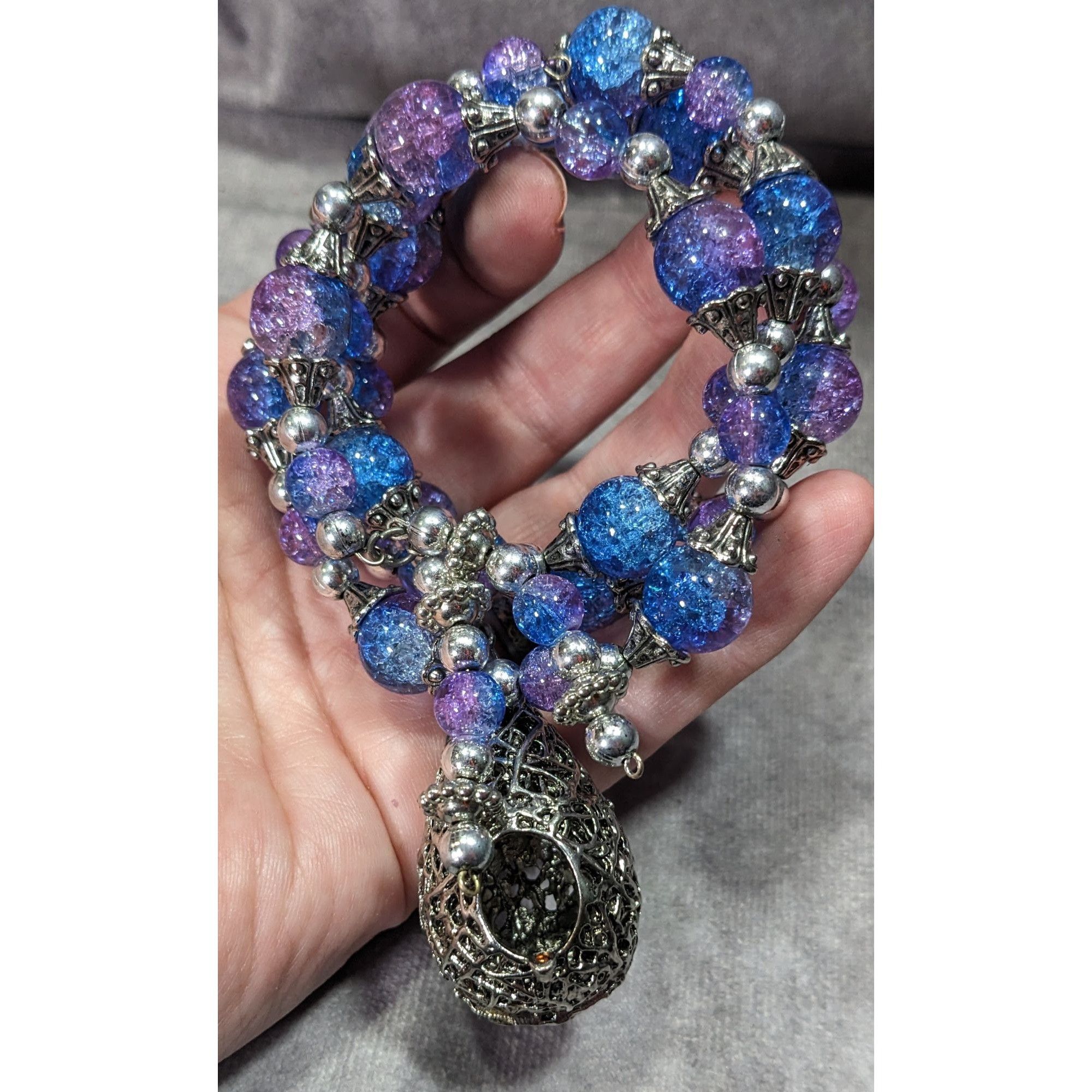 Handmade Handmade Fairycore Bird's Nest Blue And Purple Beaded Coil B Size ONE SIZE - 8 Thumbnail