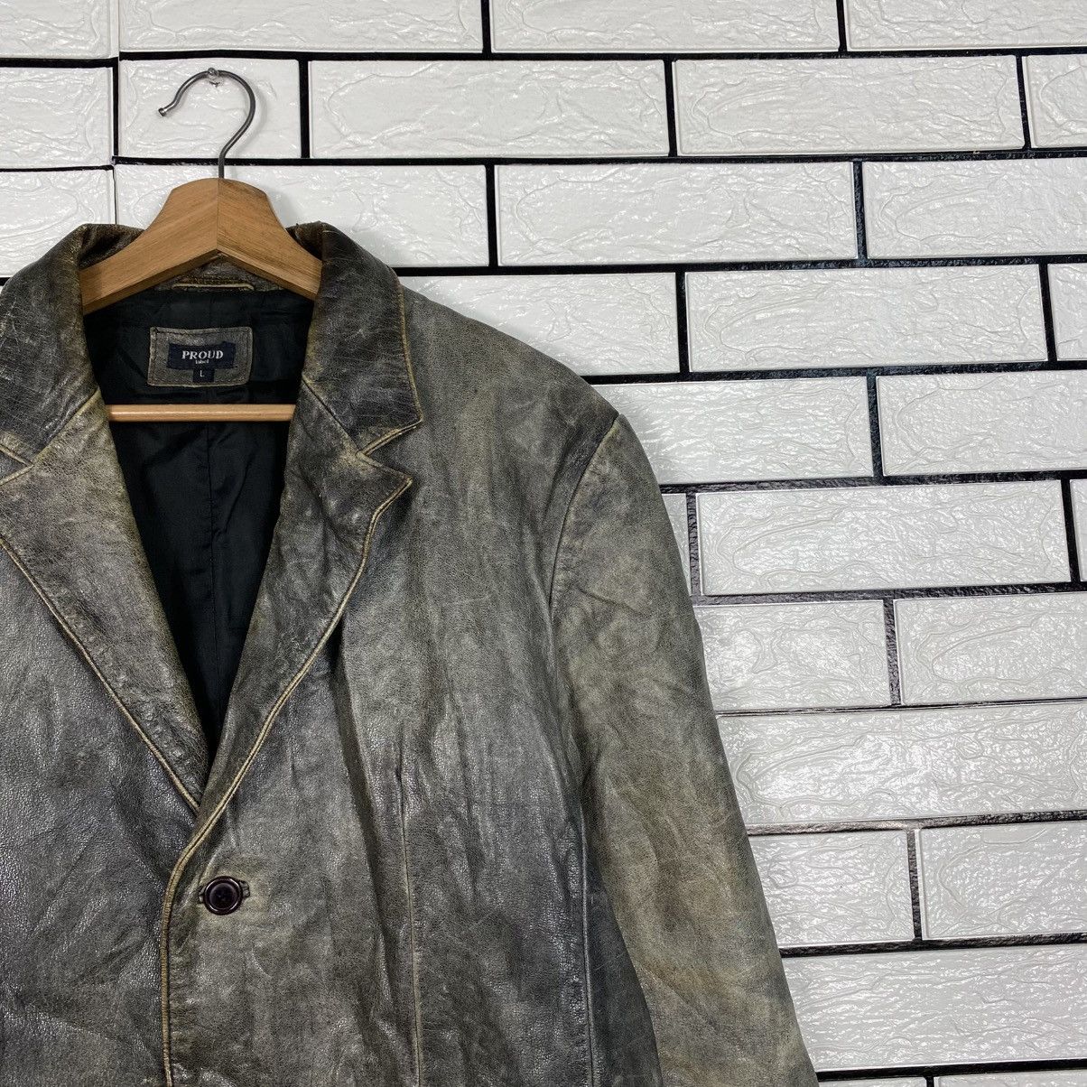 Japanese Brand 📌Vintage Genuine Leather Jacket Proud Label Issey Miyake Size US L / EU 52-54 / 3 - 7 Thumbnail