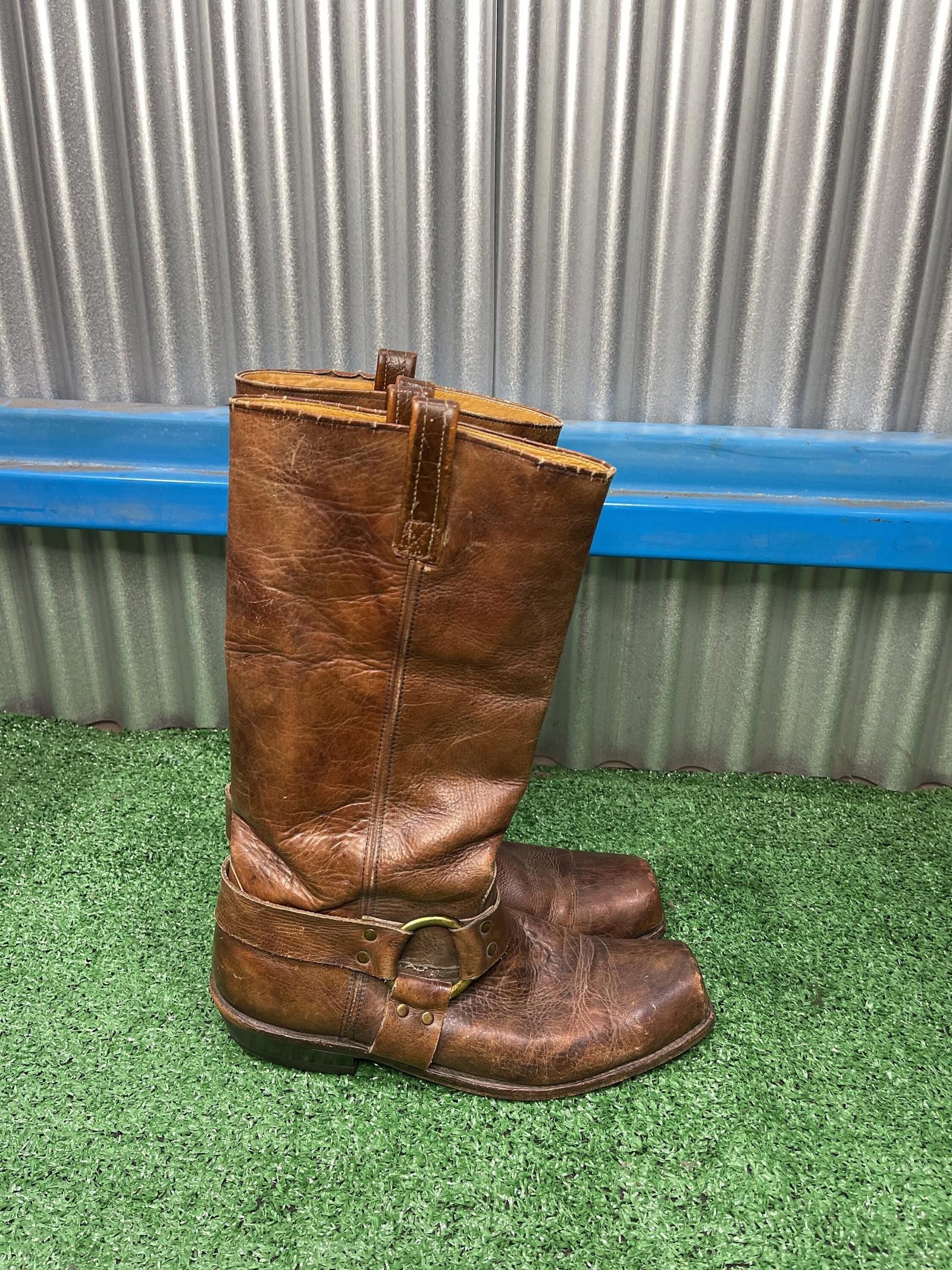 image of Cowboy Equipment x Genuine Leather Leather Buckle Calf, Square-Toe Boots in Brown, Men's