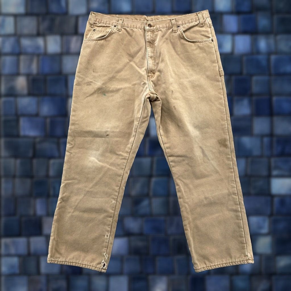Dickies VINTAGE Dickies Duck Canvas Flannel Lined Carpenter Jeans Pants 42x32 Mens Brown 42 32 Size US 42 / EU 58 - 1 Thumbnail