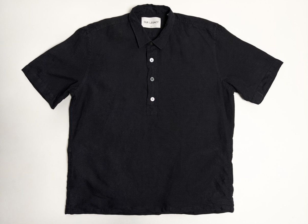 Linen Popover SSL Shirt Black Reactive Dyed Polo 50 / L XL