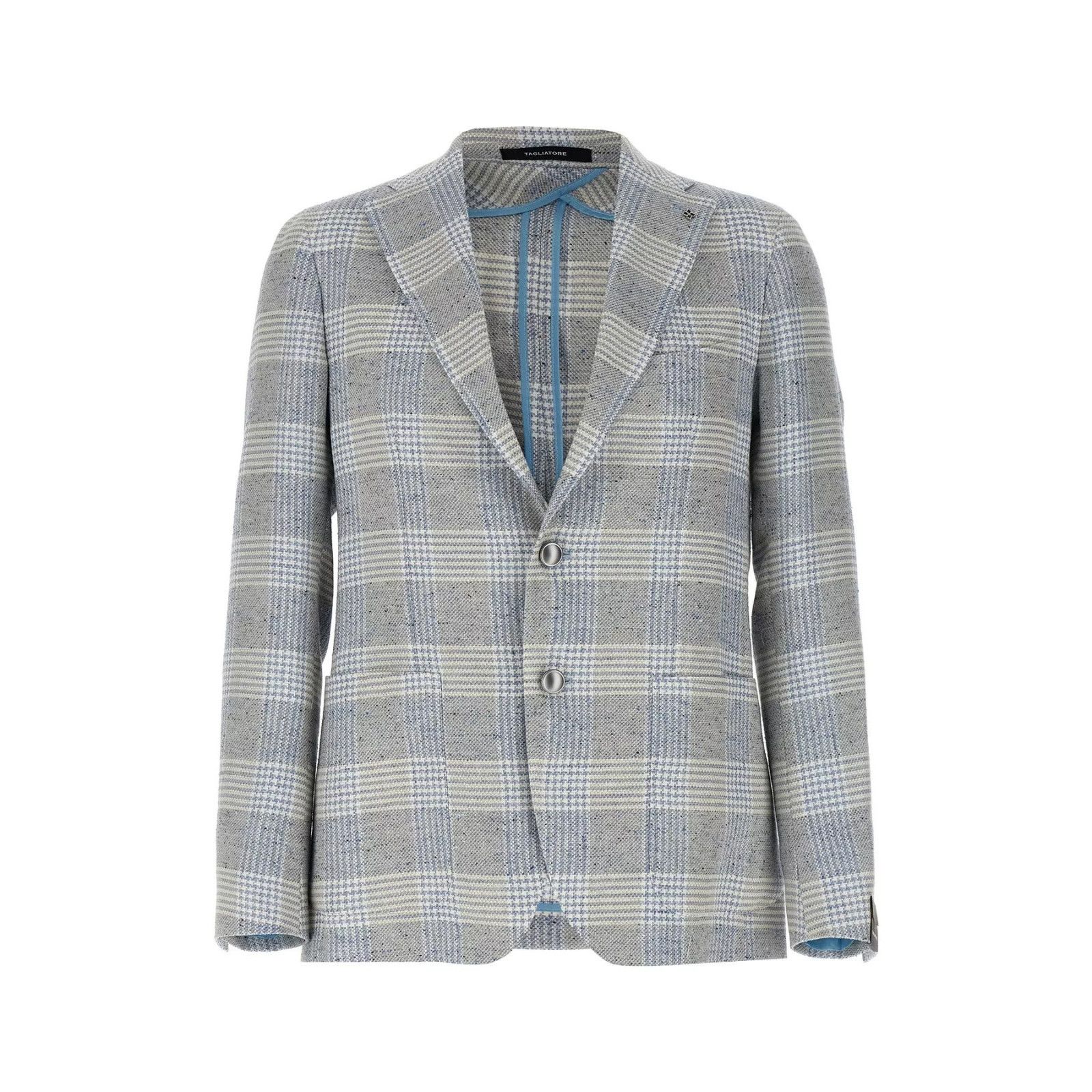 Tagliatore TAGLIATORE Check Blue/Gray Linen Blazer Jacket New & Authent Size US M / EU 48-50 / 2 - 1 Thumbnail