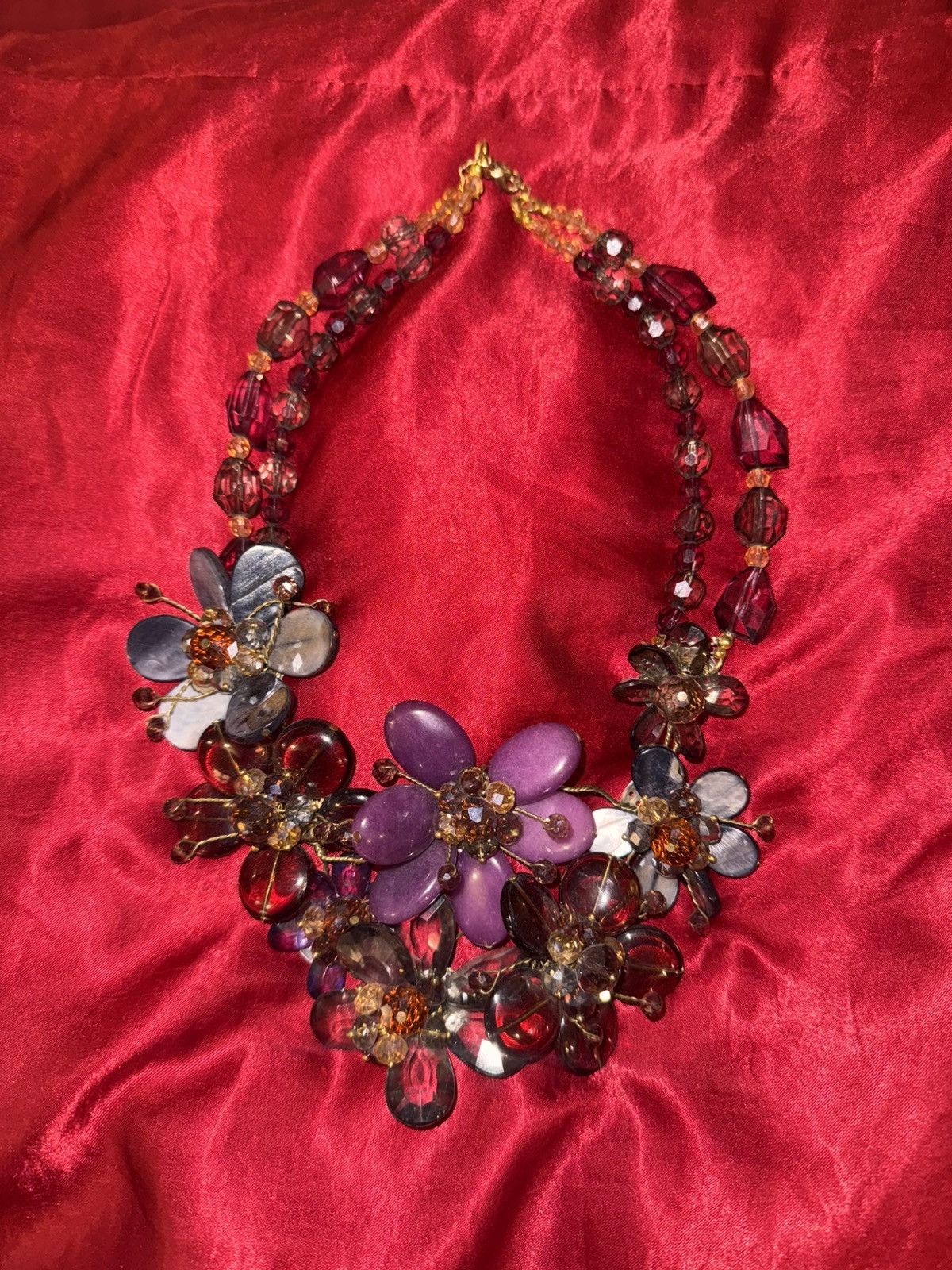 Handmade Fantasy Maximalist Flower Necklace Size ONE SIZE - 2 Thumbnail
