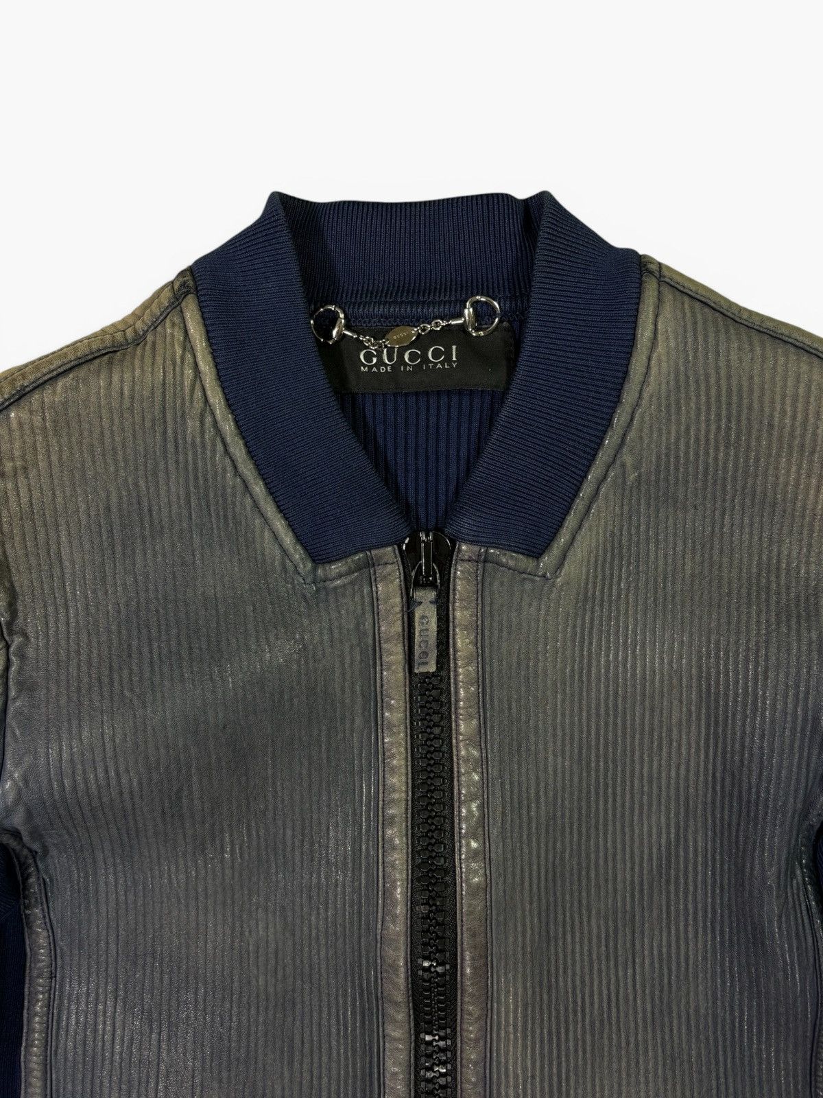Gucci SS10 Runway Blue Leather Jacket by Gucci Size S / US 4 / IT 40 - 4 Thumbnail