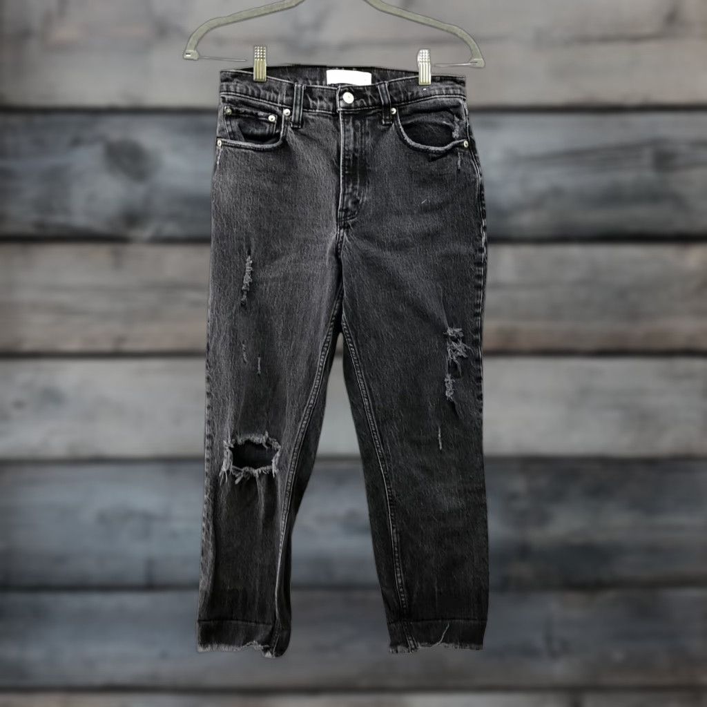 Abercrombie & Fitch Abercrombie & Fitch The Mom High Rise Jeans Size 4 / 27 Black Distressed Size 27" / US 4 / IT 40 - 1 Thumbnail