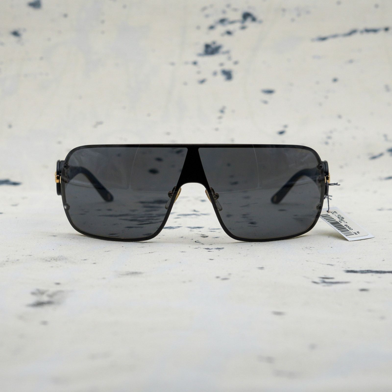 Versace mod 2126 gold medusa logo black shield sunglasses