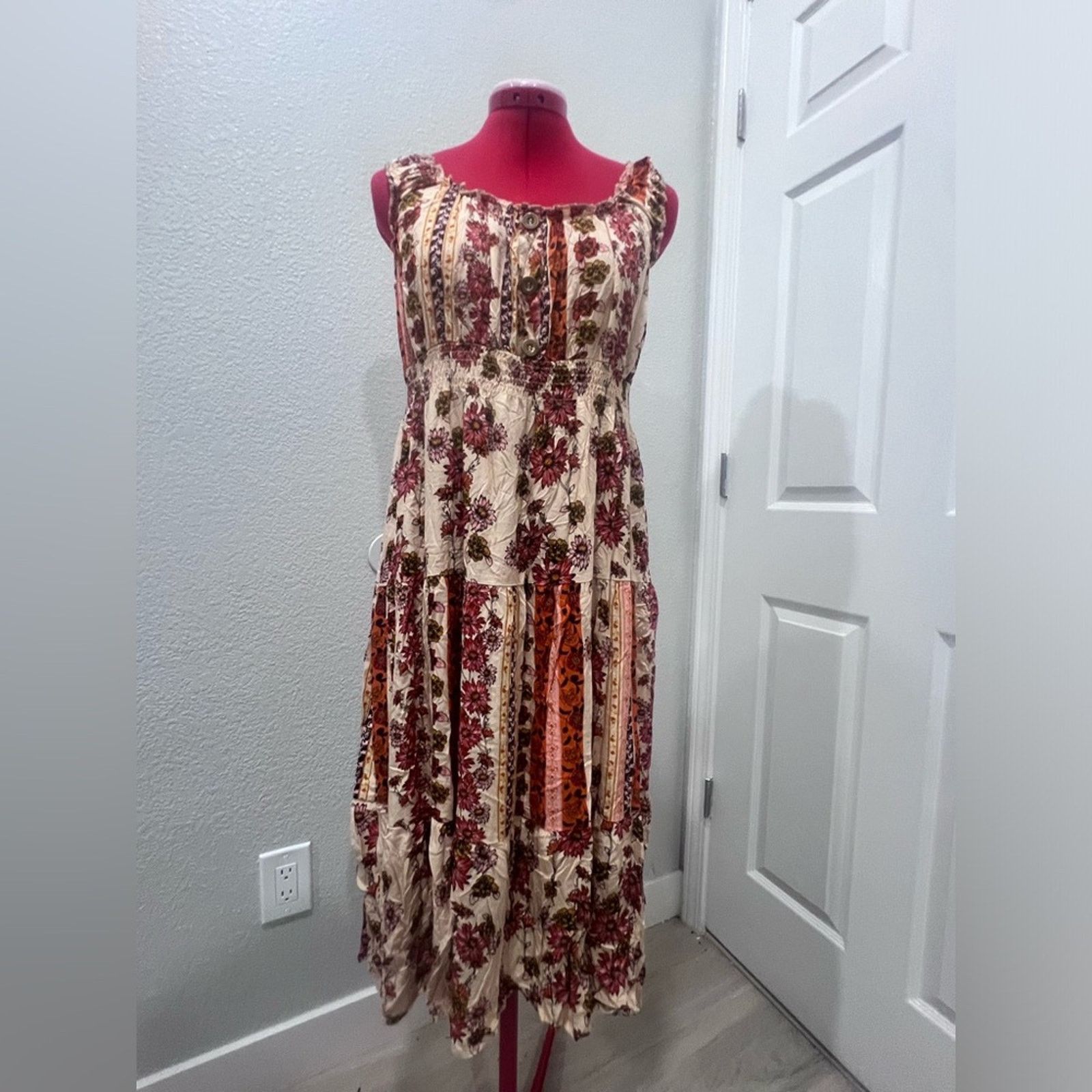 Anthropologie LAPIS Anthropology Floral Orange Cream Summer Sun Boho Size L / US 10 / IT 46 - 9 Thumbnail
