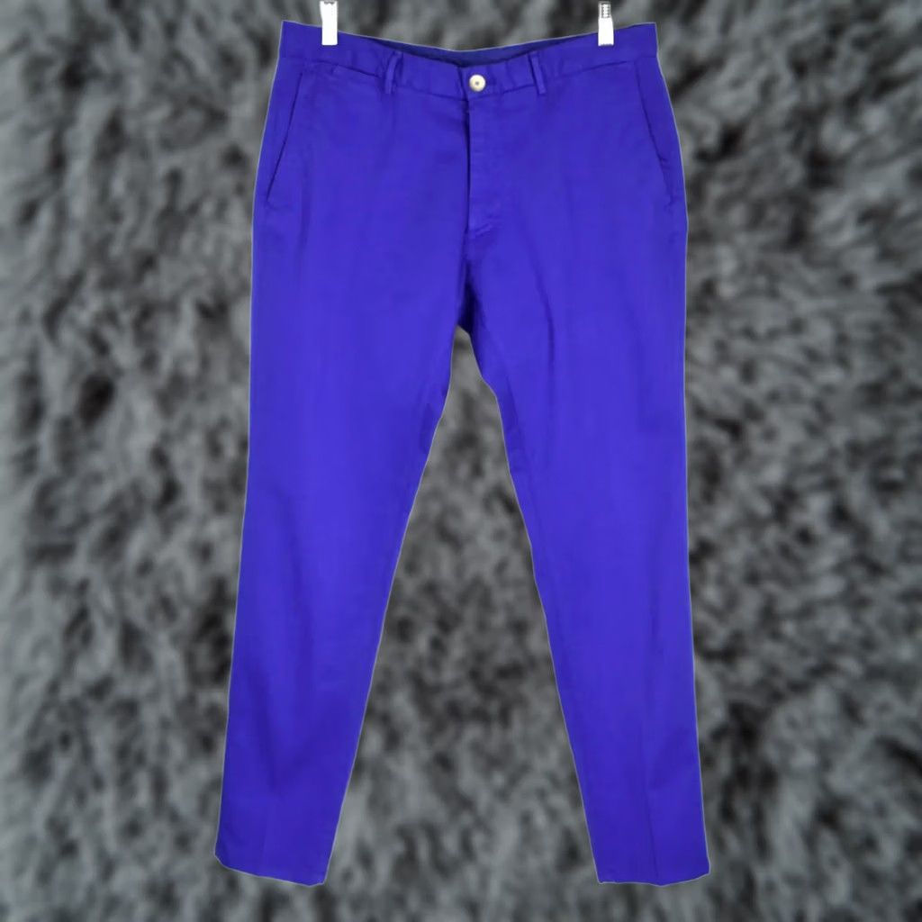 Massimo Dutti MASSIMO DUTTI Trousers US 34 Blue Slim Fit Chino Pleated Zip Fly Men's Size US 34 / EU 50 - 1 Thumbnail