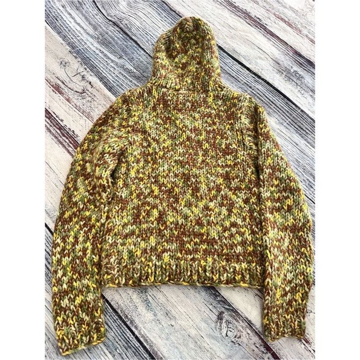 Vintage Vintage Y2K Chunky Knit Textured Hooded Sweater in Olive Mix Size S / US 4 / IT 40 - 3 Thumbnail