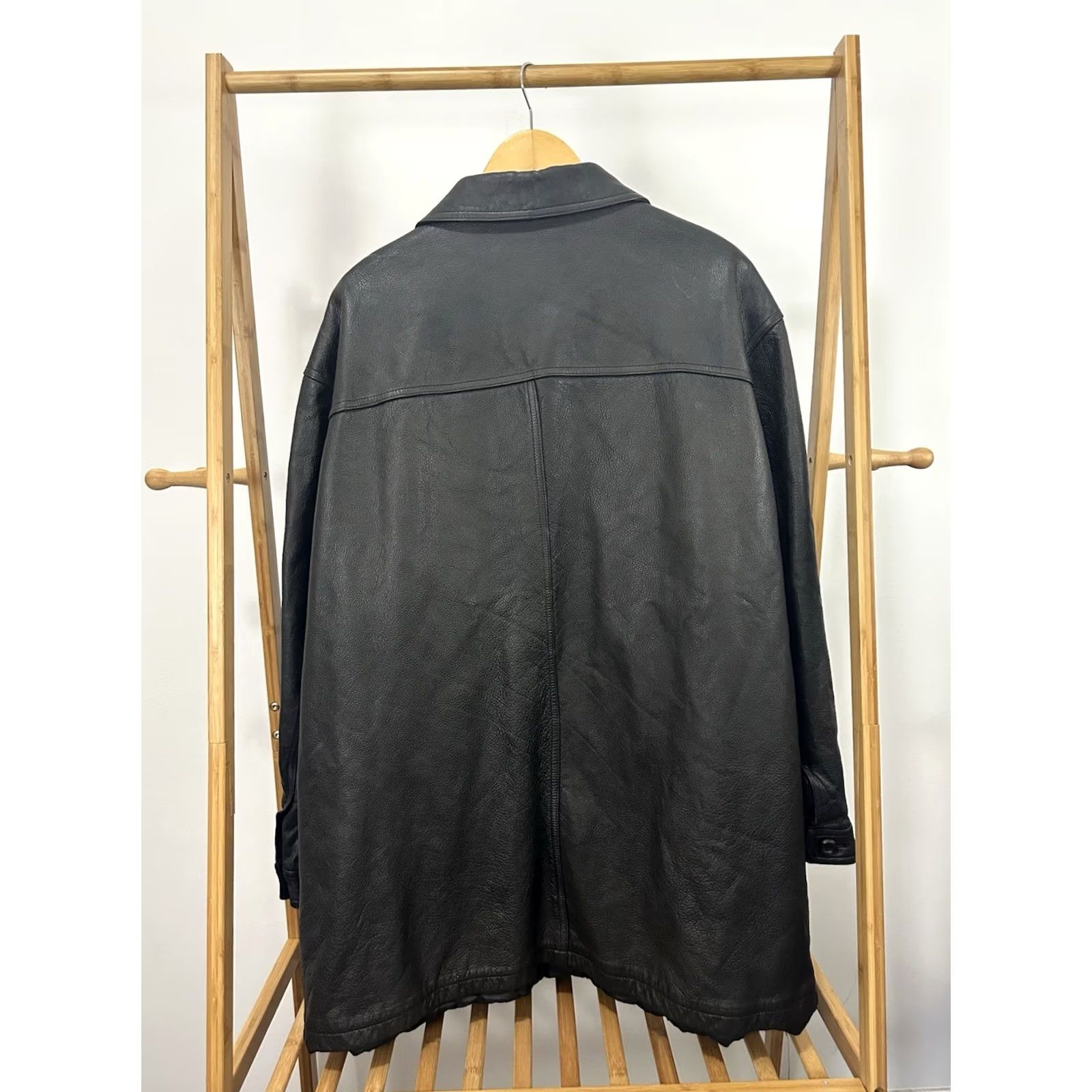 Ferrari VTG J Ferrar Black Leather Coat 3XLT Heavy Quilted Lined Overcoat Mens Coat Size US XXL / EU 58 / 5 - 2 Thumbnail
