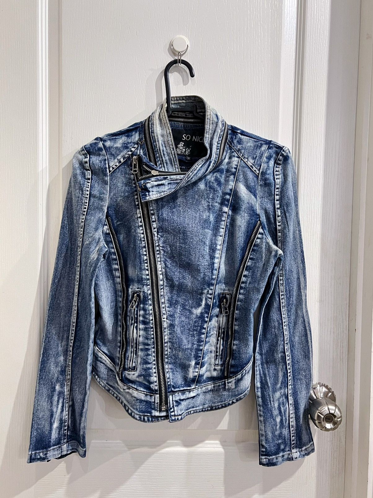 Japanese Brand So Nice Y2k denim moto jacket 🦋🖤 Size M / US 6-8 / IT 42-44 - 12 Thumbnail
