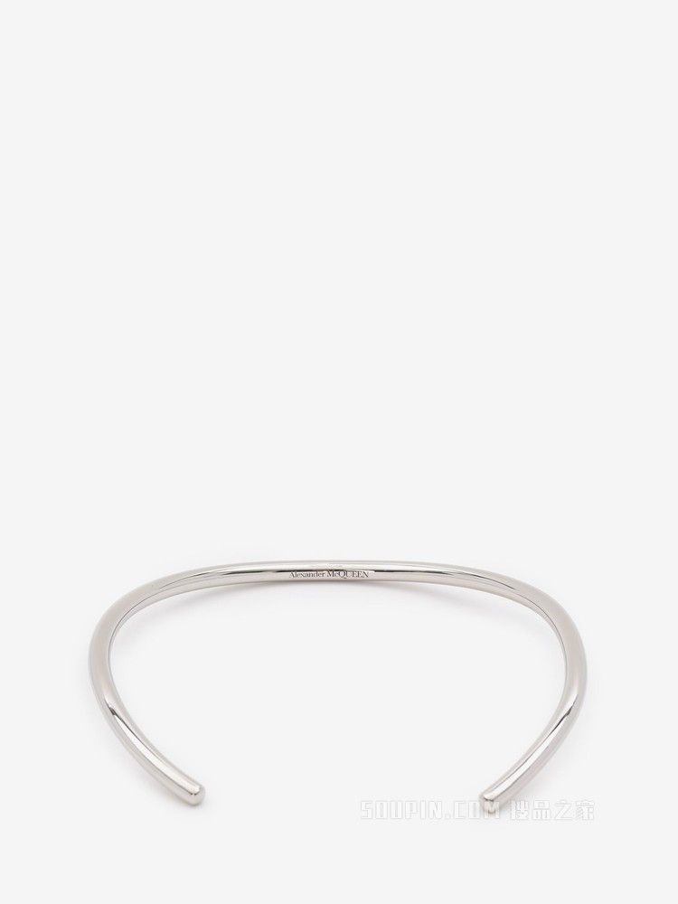 Alexander McQueen o1loc1c0625 Size:OS/Slim Tubular Short Necklace in Silver Size ONE SIZE - 1 Thumbnail