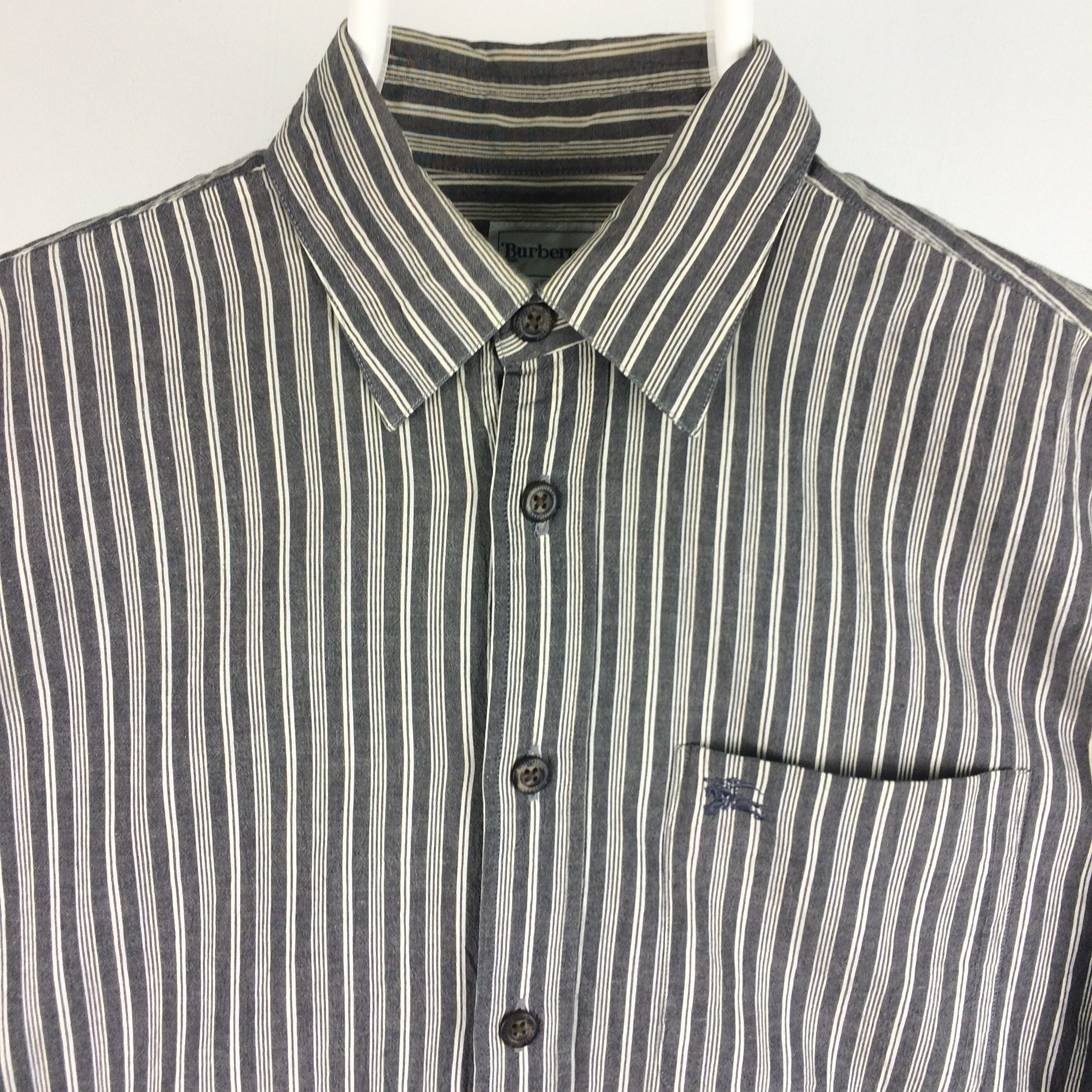 Burberry × Vintage I11 BURBERRYS VINTAGE STRIPED PREMIUM CASUAL SHIRT Size US L / EU 52-54 / 3 - 2 Thumbnail
