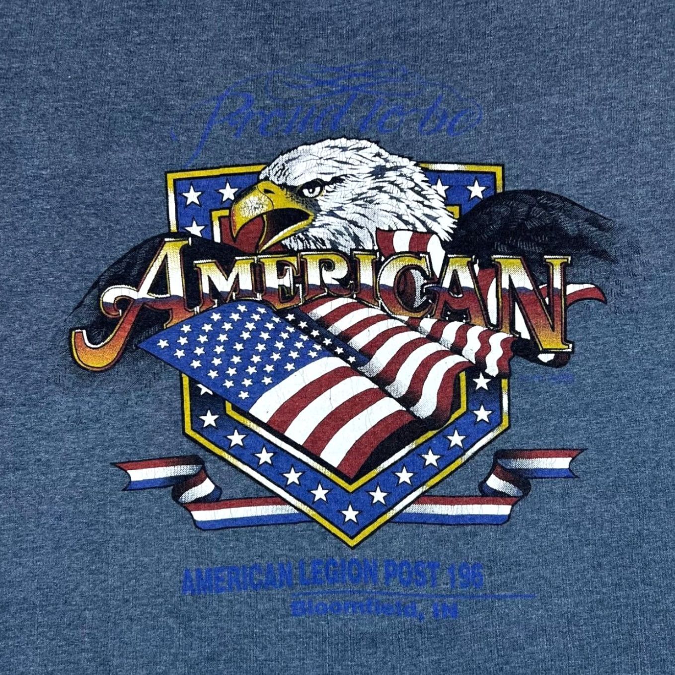 Fruit Of The Loom VINTAGE AMERICAN LEGION POST 196 Souvenir Graphic Single Stitch T-Shirt M Mens Grey 90s Front Print Size US M / EU 48-50 / 2 - 2 Thumbnail