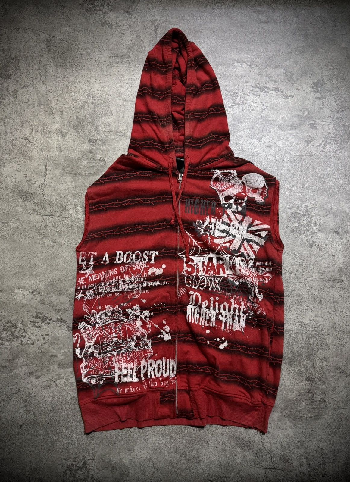 If Six Was Nine Y2K SKULL FLAG IFSIXWASNINE STYLE VEST HOODED Size US L / EU 52-54 / 3 - 1 Thumbnail