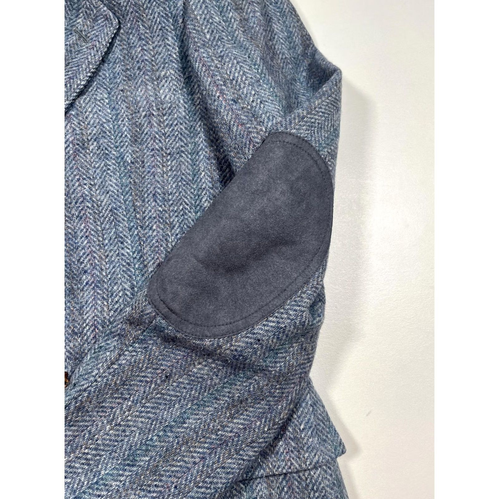 Pendleton VINTAGE Pendleton Sport Coat Jacket Mens 42L Blue Wool Herringbone Patches USA Size US XS / EU 42 / 0 - 5 Thumbnail
