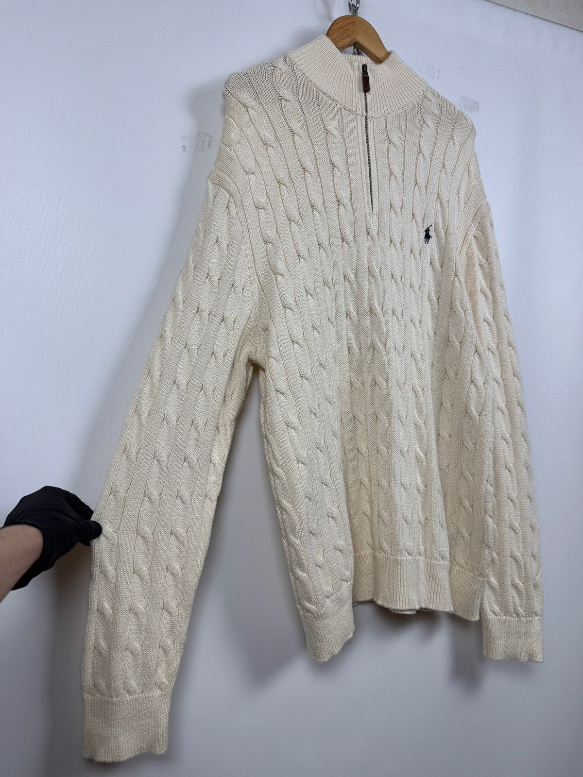 Polo Ralph Lauren Polo Ralph Lauren Cable Knit Quarter Zip Mock Neck Sweater Size US XXL / EU 58 / 5 - 12 Thumbnail
