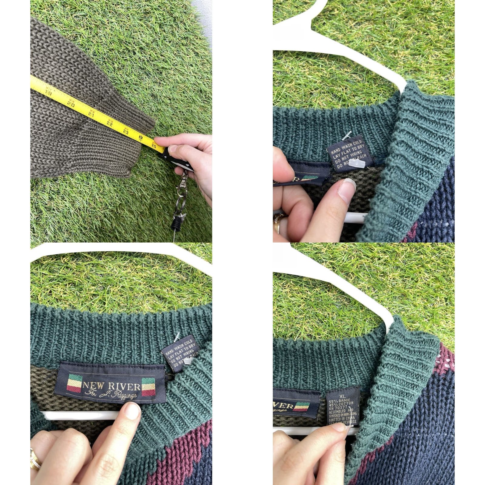 Vintage Vintage New River Cable Knit Sweater Mens Medium Grandpa Dad Argyle Plaid 90s Size US M / EU 48-50 / 2 - 8 Thumbnail