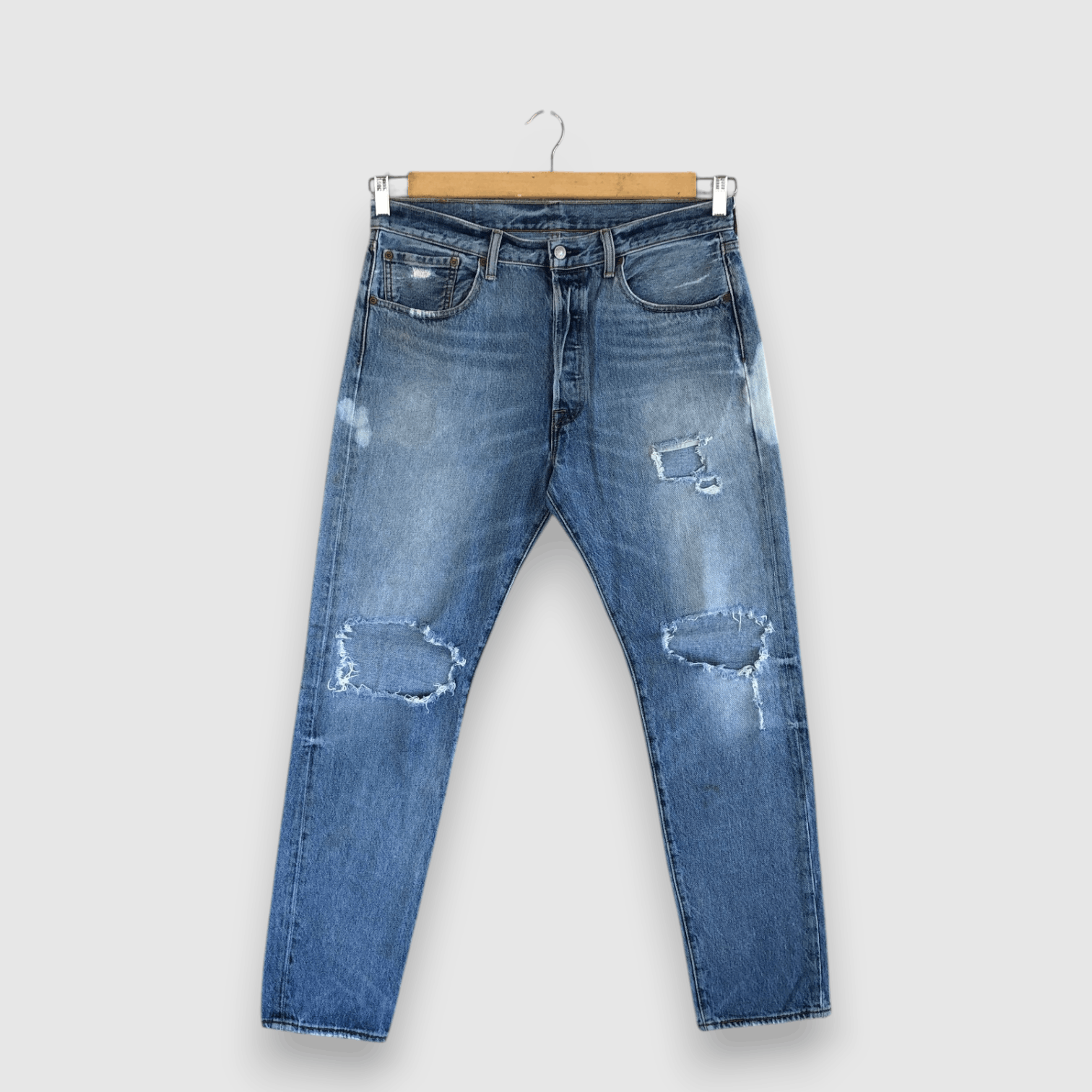 Levi's Vintage Levis 501 Distressed Jeans Bleach Light Wash Denim Size US 34 / EU 50 - 1 Thumbnail