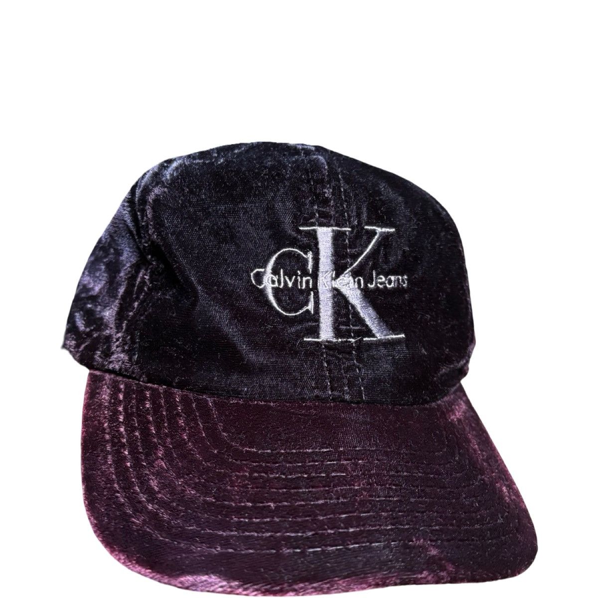 Calvin Klein Vintage 90s Calvin Klein Faded Velour Black Purple Hat Cap Size ONE SIZE - 2 Thumbnail