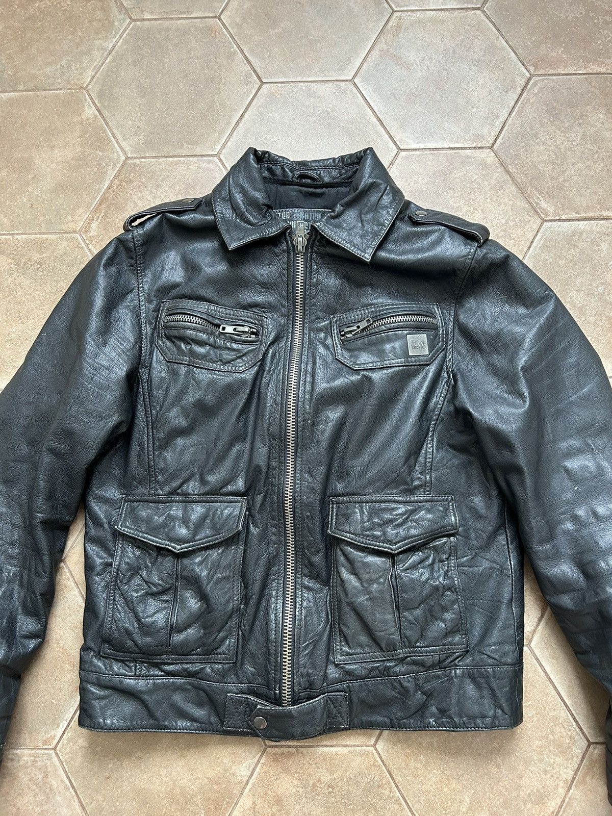 VINTAGE LEATHER BOMBER Y2K JACKET