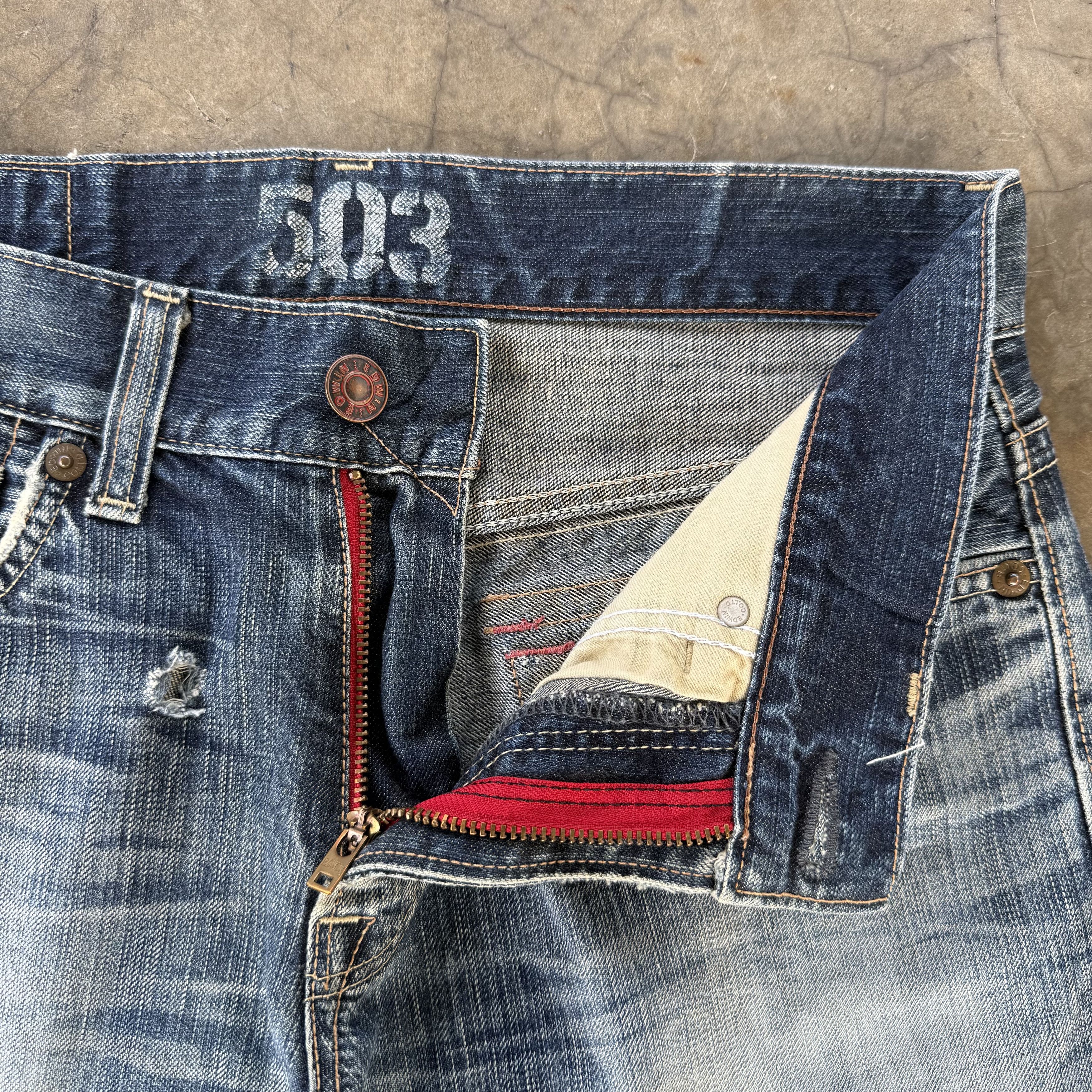 Edwin W33 Vintage Edwin 503 Faded Stone Wash Denim Jean Size US 33 - 6 Thumbnail