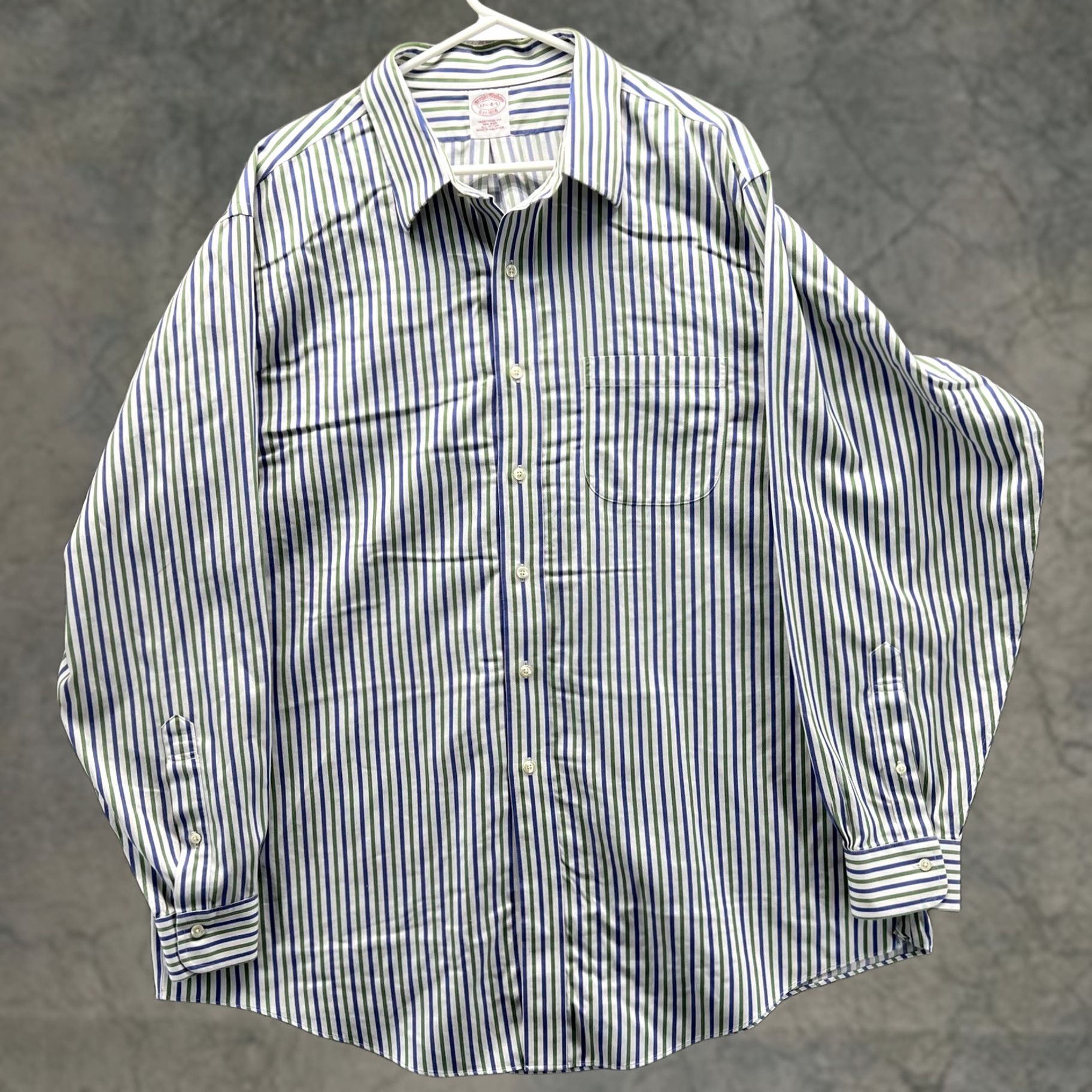 Brooks Brothers Brooks Brothers Dress Shirt Mens 17.5 4/5 Blue Stripe Non Iron Classic Fit Shirt Mens Neck 17.5 Size 48R - 1 Thumbnail