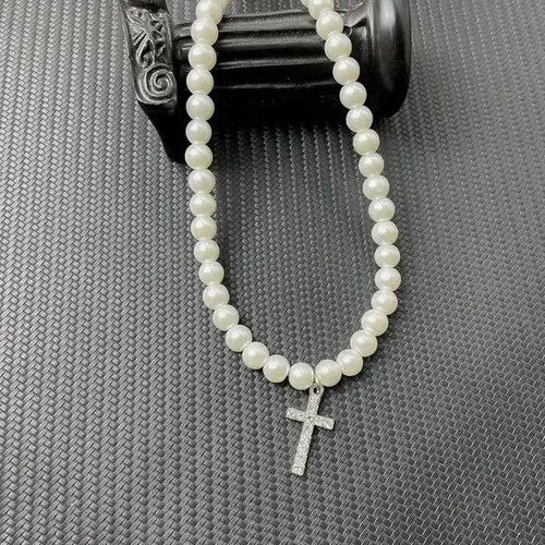 Japanese Brand × Vintage Punkrock Diamond Cross Glitter Pearls Necklace Chain Size ONE SIZE - 3 Thumbnail