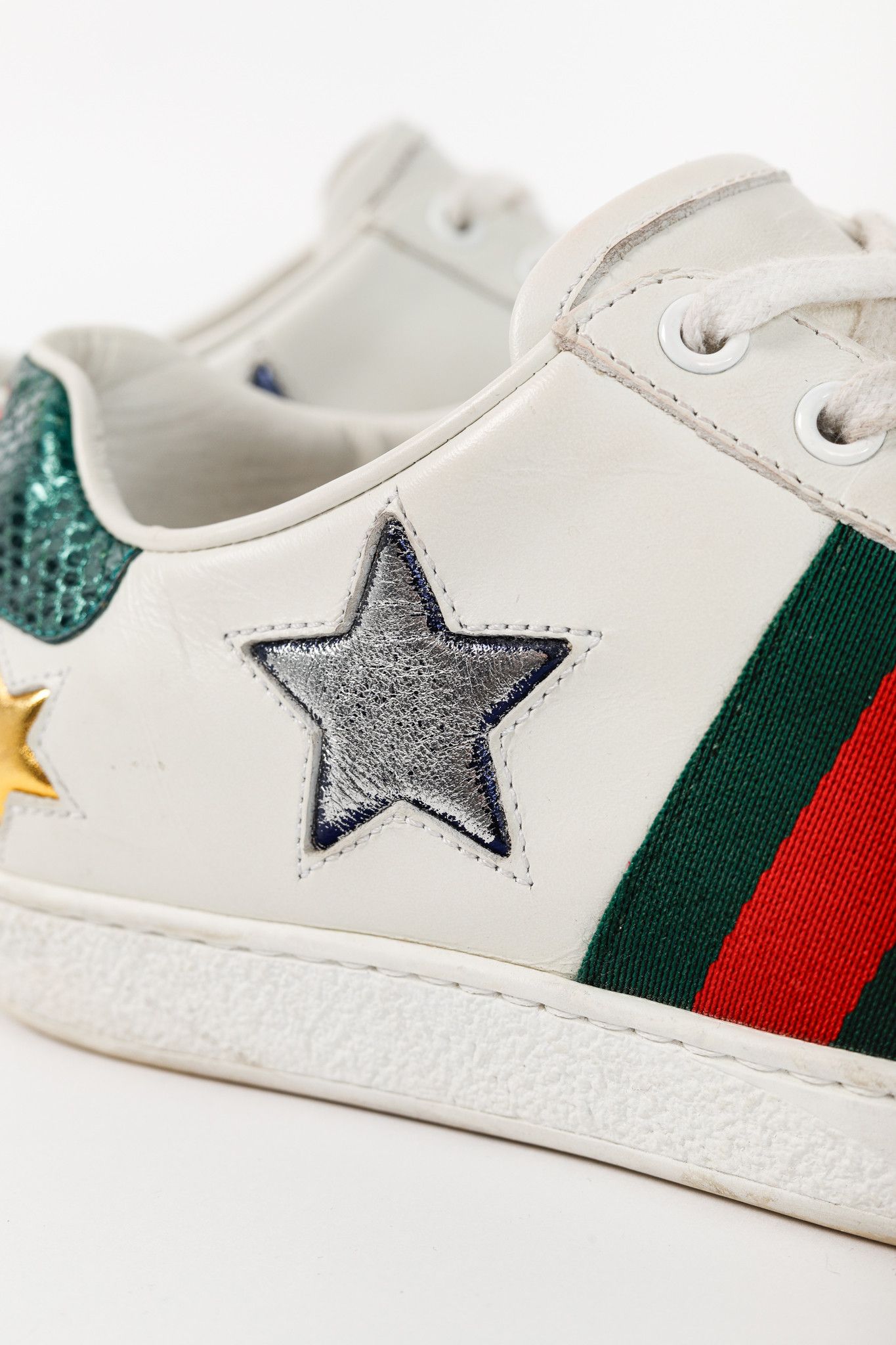 Gucci Gucci Ace Stars White Leather Low-Top Sneakers Size US 8 / IT 38 - 8 Thumbnail