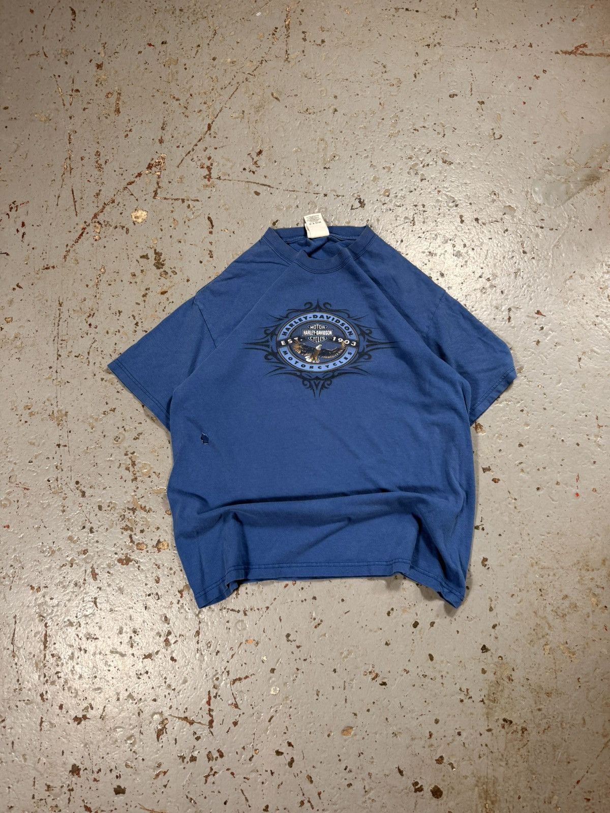 Harley Davidson Vintage Harley Davidson Blue Neo Tribal Yee Size US L / EU 52-54 / 3 - 1 Thumbnail
