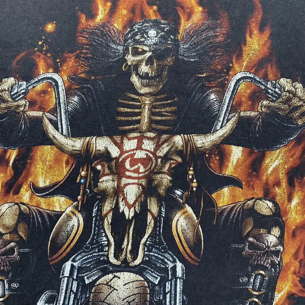 Vintage Vintage 90s Wild Skeleton Motorcycle Tshirt Tee Skull Aop Size US M / EU 48-50 / 2 - 3 Thumbnail
