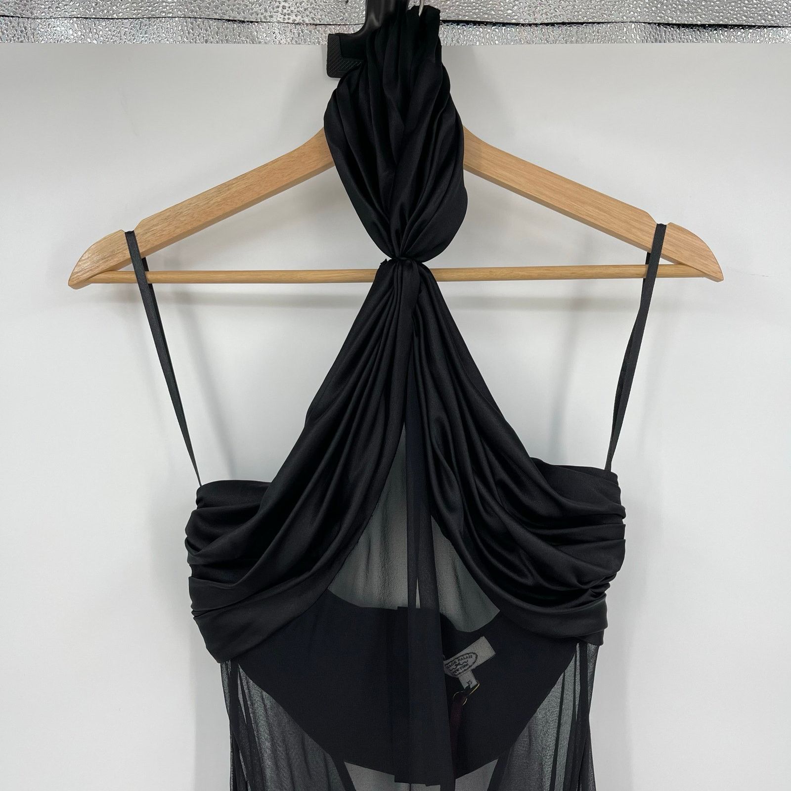 Mirror Palais Mirror Palais | NWT Bow Wrap Dress in Noir Black Silk XS Size XS / US 0-2 / IT 36-38 - 7 Thumbnail