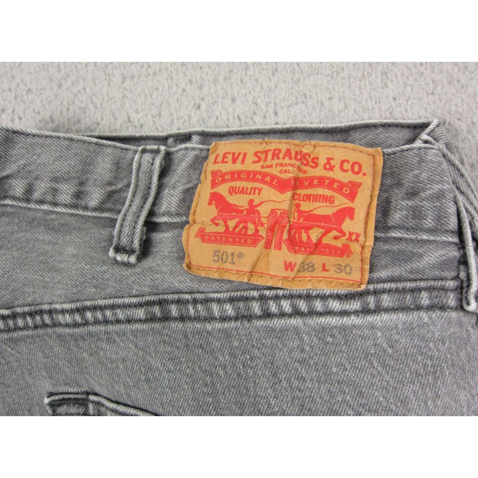 Levi's Levi's 501 Jeans Adult 38x30 Gray Button Denim Pants 90s Mens Regular Straight 5-Pocket Incremental 501 Series Jeans Mens Size US 38 / EU 54 - 2 Thumbnail