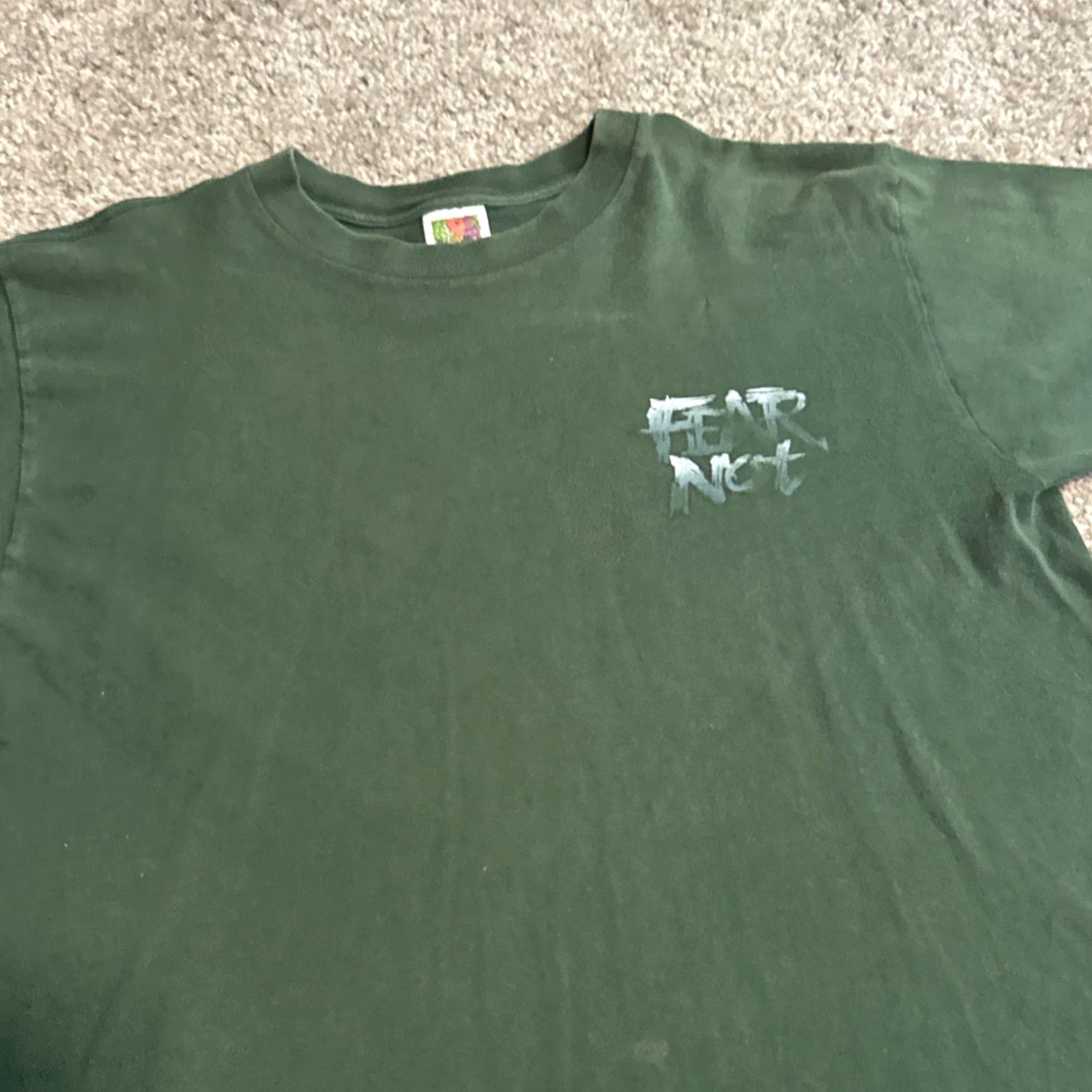 Fruit Of The Loom VINTAGE 90s Jesus Christ God No Fear Fruit of the Loom T-Shirt Large Mens Green Size US L / EU 52-54 / 3 - 5 Thumbnail