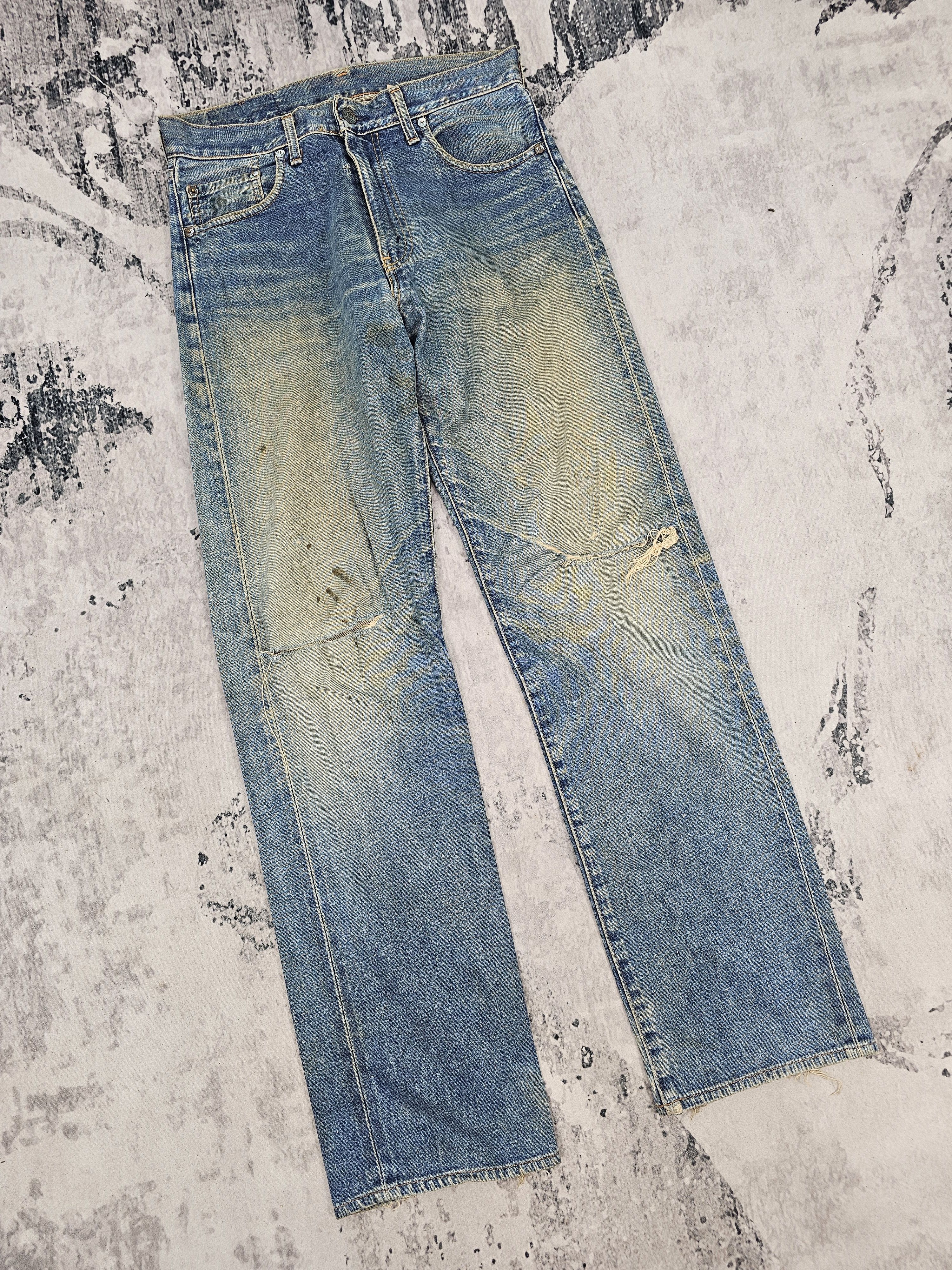 Levi's Vtg LEVIS 551 Z Ripped Selvedge Redline Big E Jeans L0452 Size US 30 / EU 46 - 3 Thumbnail