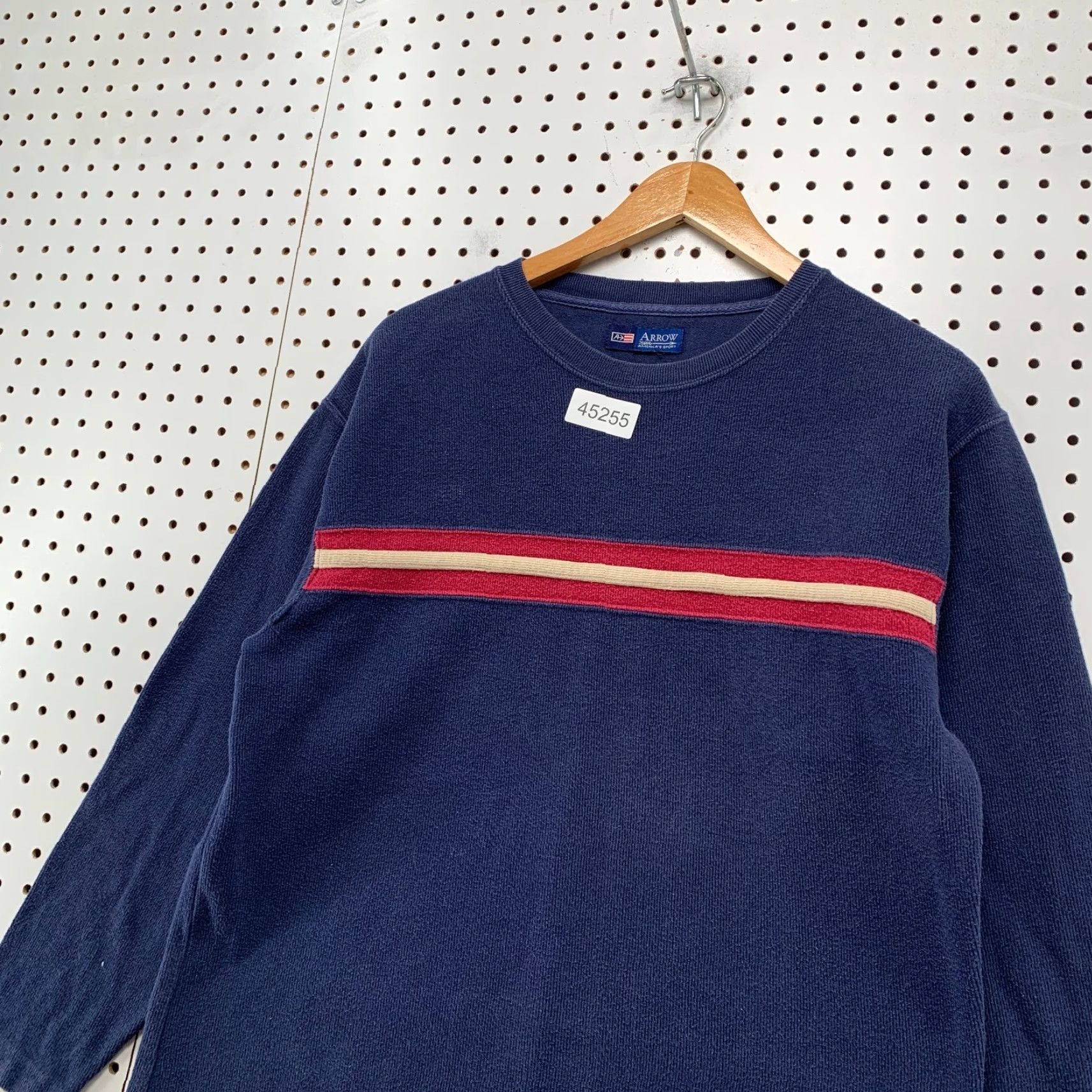 Arrow VINTAGE Arrow Sweater Mens M Blue Red Striped Y2K Mall Punk Skate Goth Pullover Crew Neck Long Sleeve Winter Fall Knit Fleece Size US M / EU 48-50 / 2 - 4 Thumbnail